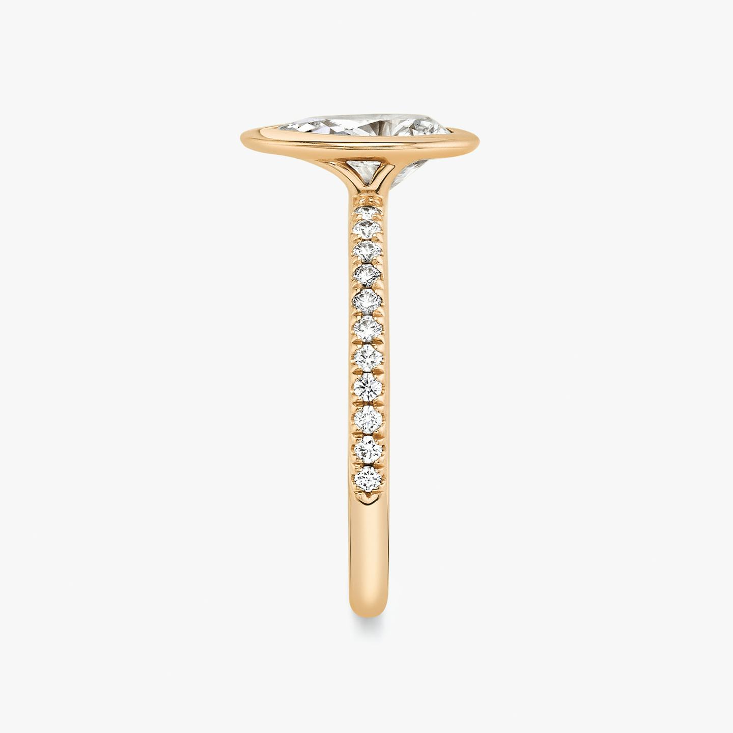 The Signature Bezel | Pear | 14k | 14k Rose Gold | Band: Pavé | Diamond orientation: vertical | Carat weight: See full inventory