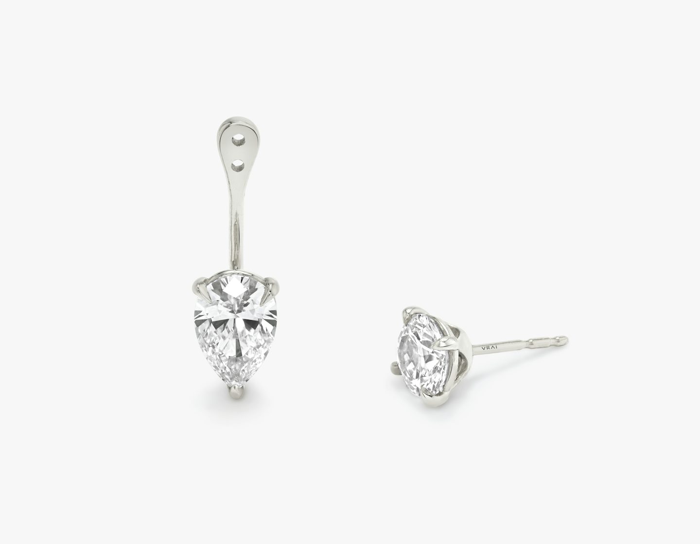 VRAI Solitaire Drop Ear Jacket | Pear | 14k | 18k White Gold | Carat weight: 1/2