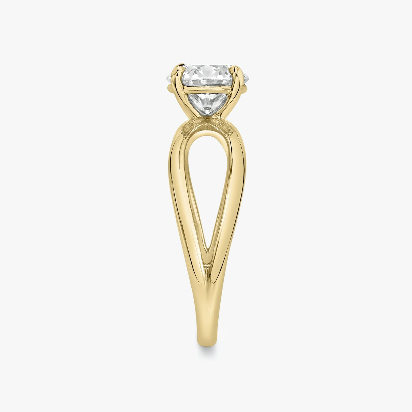 Bague de fiançailles Duet | Rond Brillant | 18k | Or jaune 18 carats | Anneau: Simple | Poids en carats: 1½ | Orientation du diamant: vertical