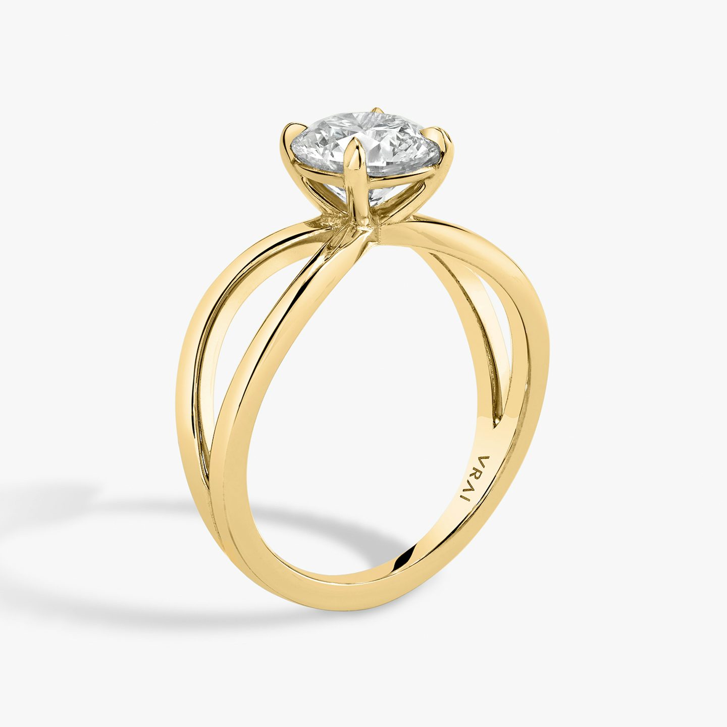 Bague de fiançailles Duet | Rond Brillant | 18k | Or jaune 18 carats | Anneau: Simple | Poids en carats: 2 | Orientation du diamant: vertical