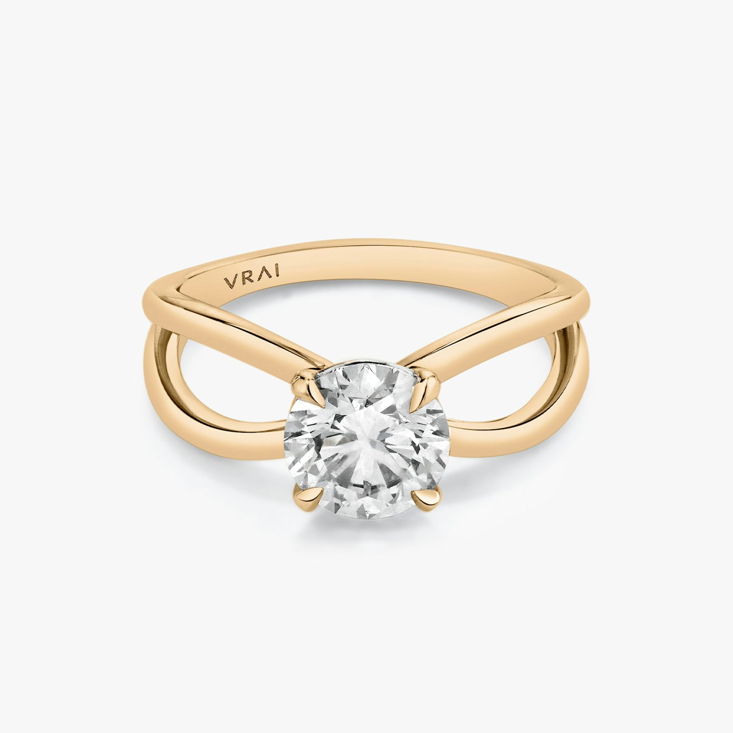 The Duet | Round Brilliant | 14k | 14k Rose Gold | Band: Plain | Carat weight: See full inventory | Diamond orientation: vertical