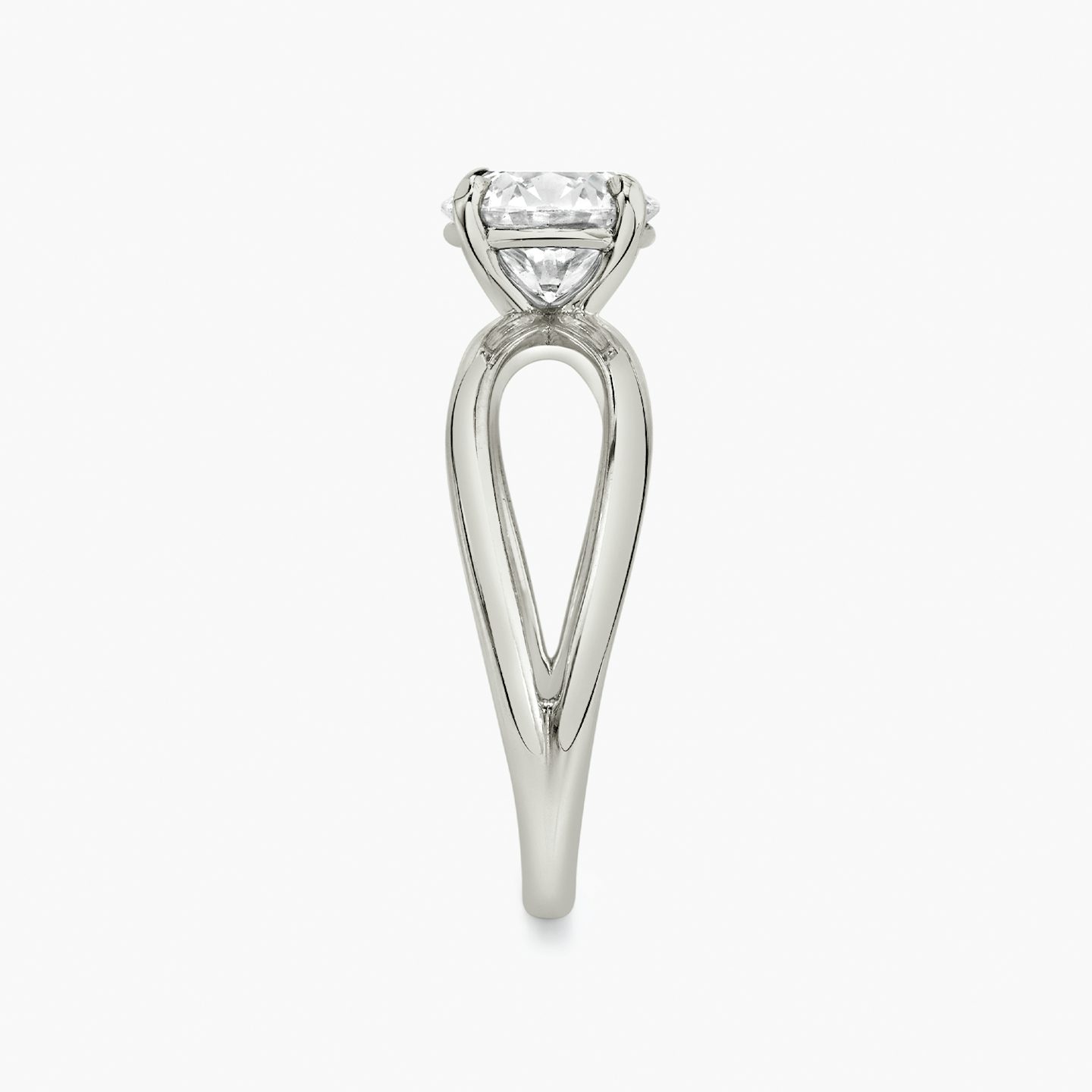 Bague de fiançailles Duet | Rond Brillant | 18k | Or blanc 18 carats | Anneau: Simple | Poids en carats: 1 | Orientation du diamant: vertical