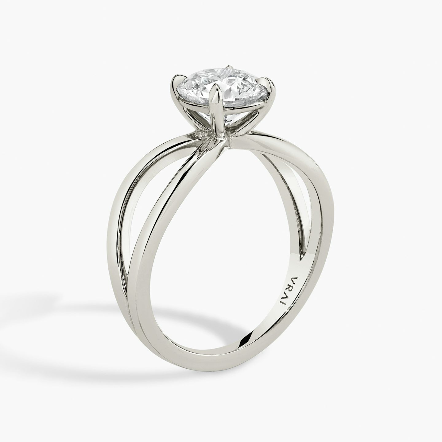 The Duet | Round Brilliant | 18k | 18k White Gold | Band: Plain | Carat weight: See full inventory | Diamond orientation: vertical