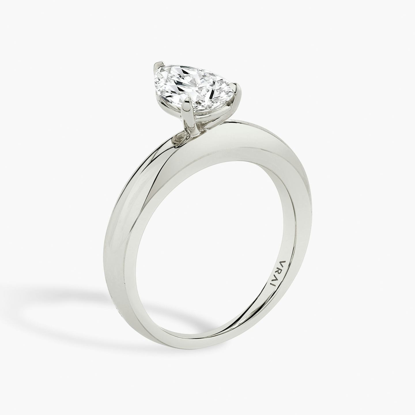 The Curator | Pear | Platinum | Band: Plain | Diamond orientation: vertical | Carat weight: See full inventory