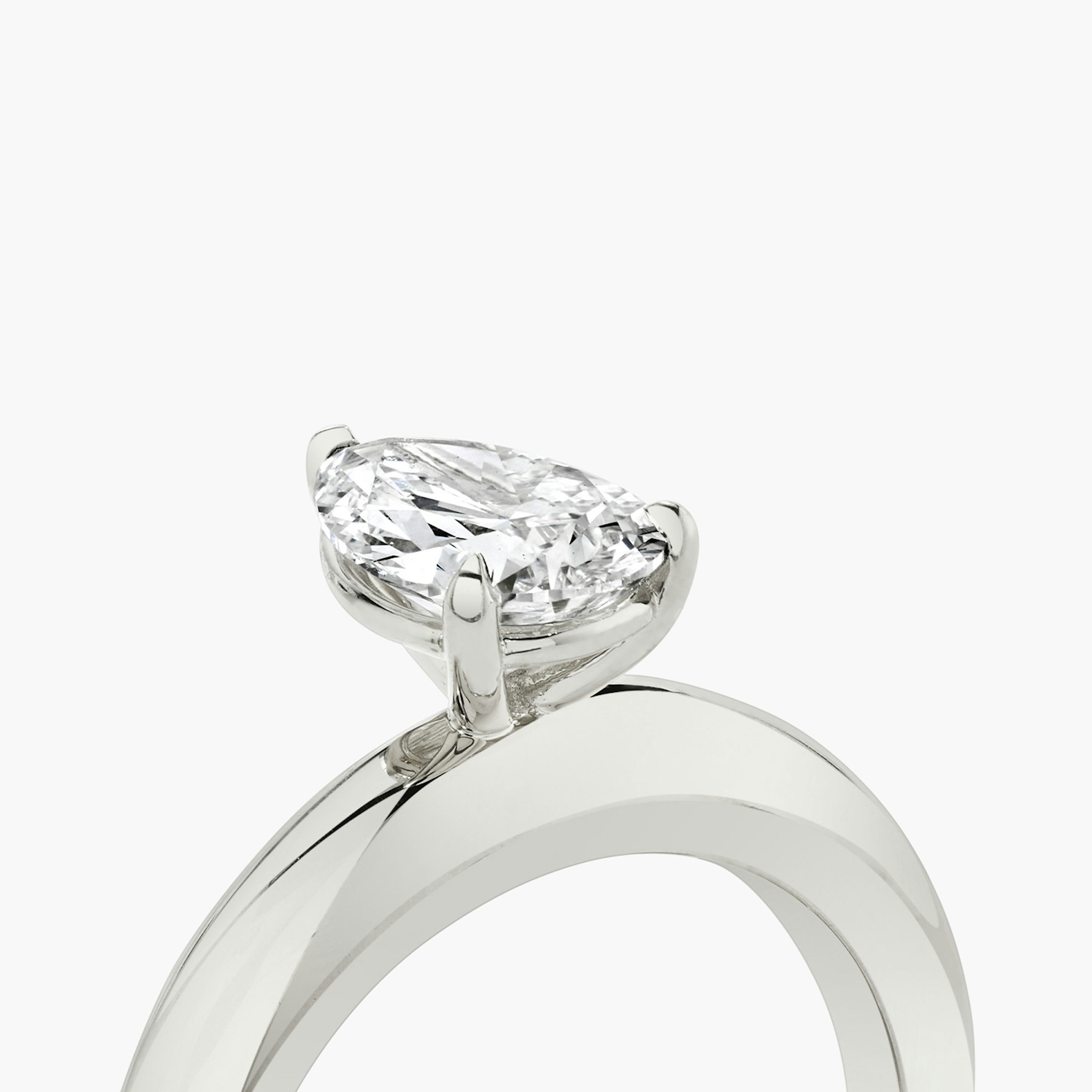 The Curator | Pear | Platinum | Band: Plain | Diamond orientation: vertical | Carat weight: See full inventory