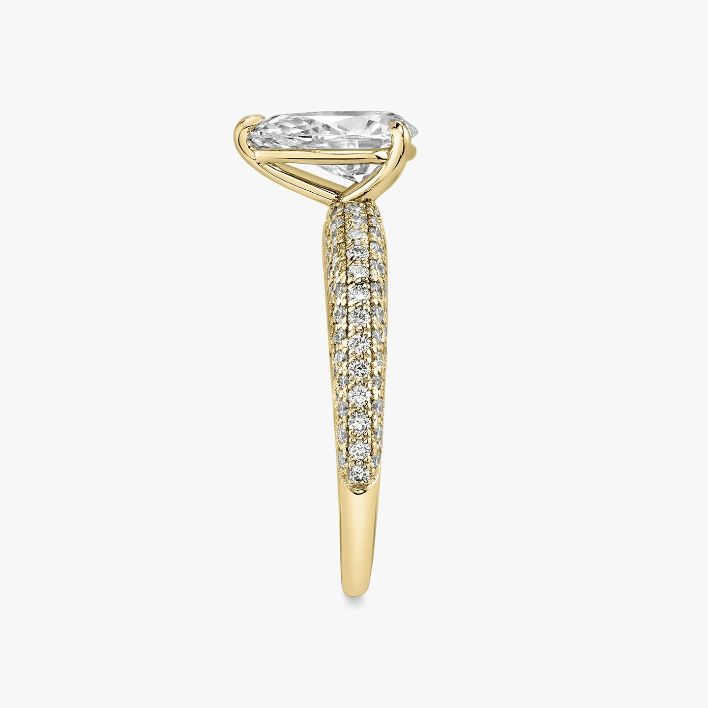 The Curator | Pear | 18k | 18k Yellow Gold | Band: Pavé | Diamond orientation: vertical | Carat weight: See full inventory