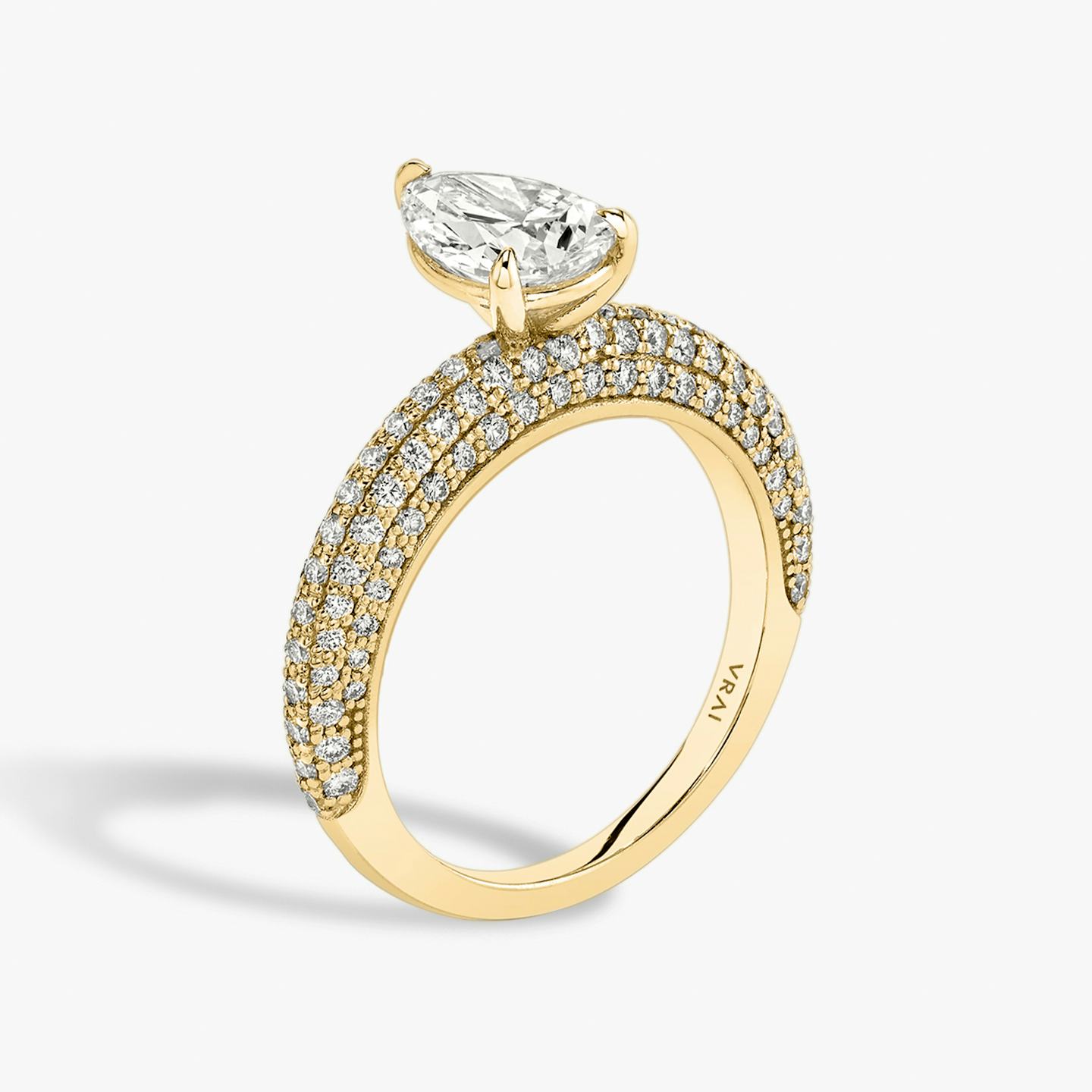 The Curator | Pear | 18k | 18k Yellow Gold | Band: Pavé | Diamond orientation: vertical | Carat weight: See full inventory