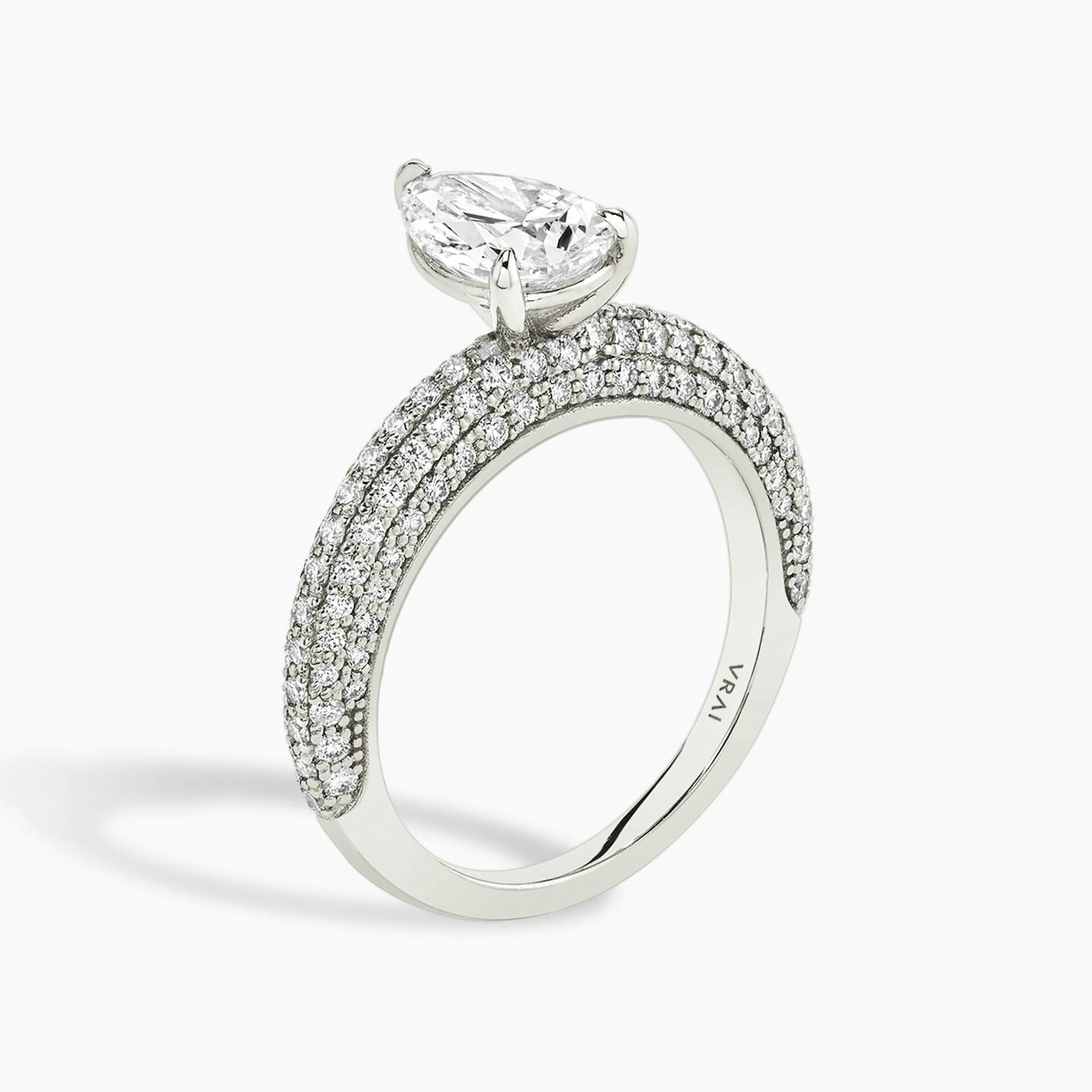 The Curator | Pear | 18k | 18k White Gold | Band: Pavé | Diamond orientation: vertical | Carat weight: See full inventory