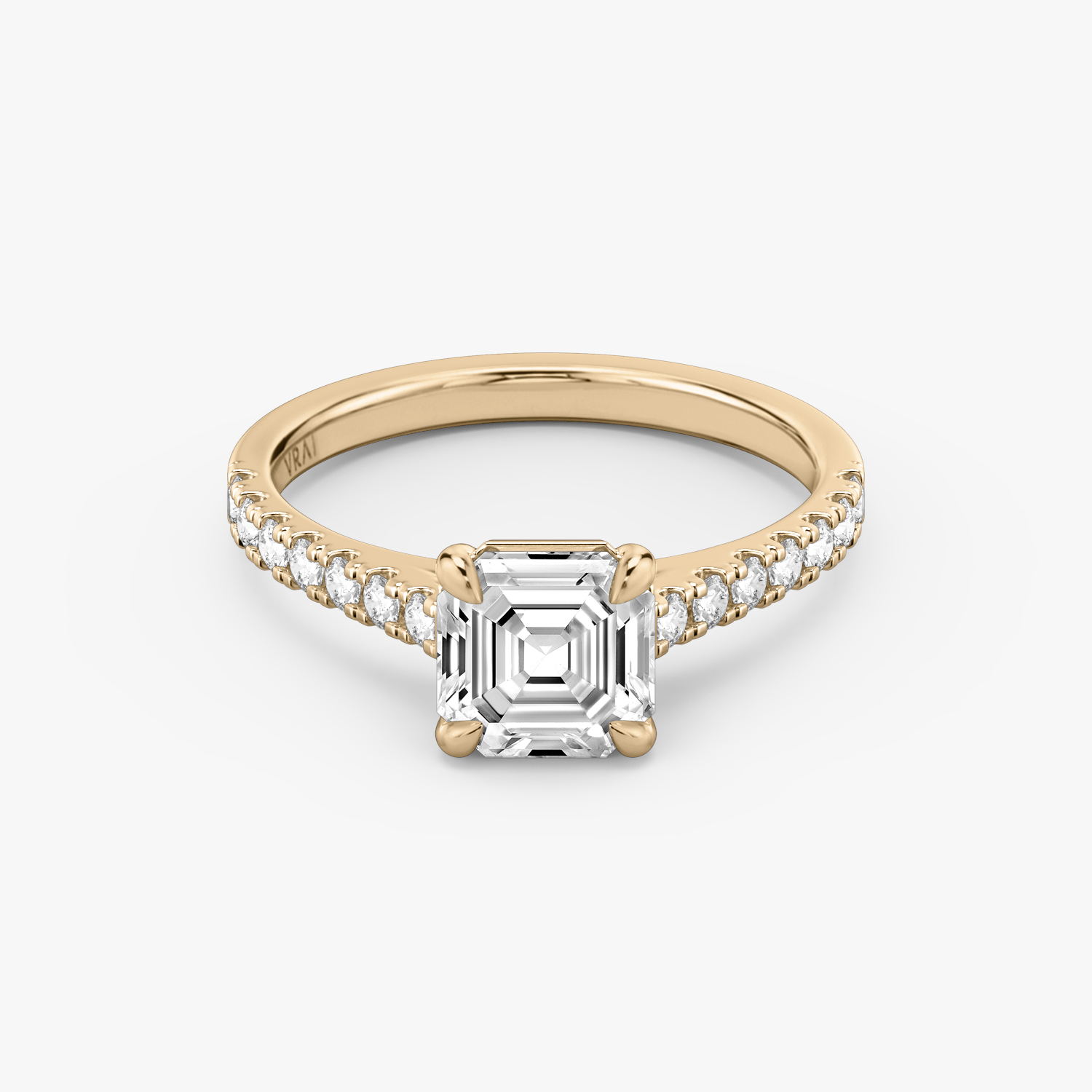 Cathedral Asscher Engagement Ring | 14k Rose Gold