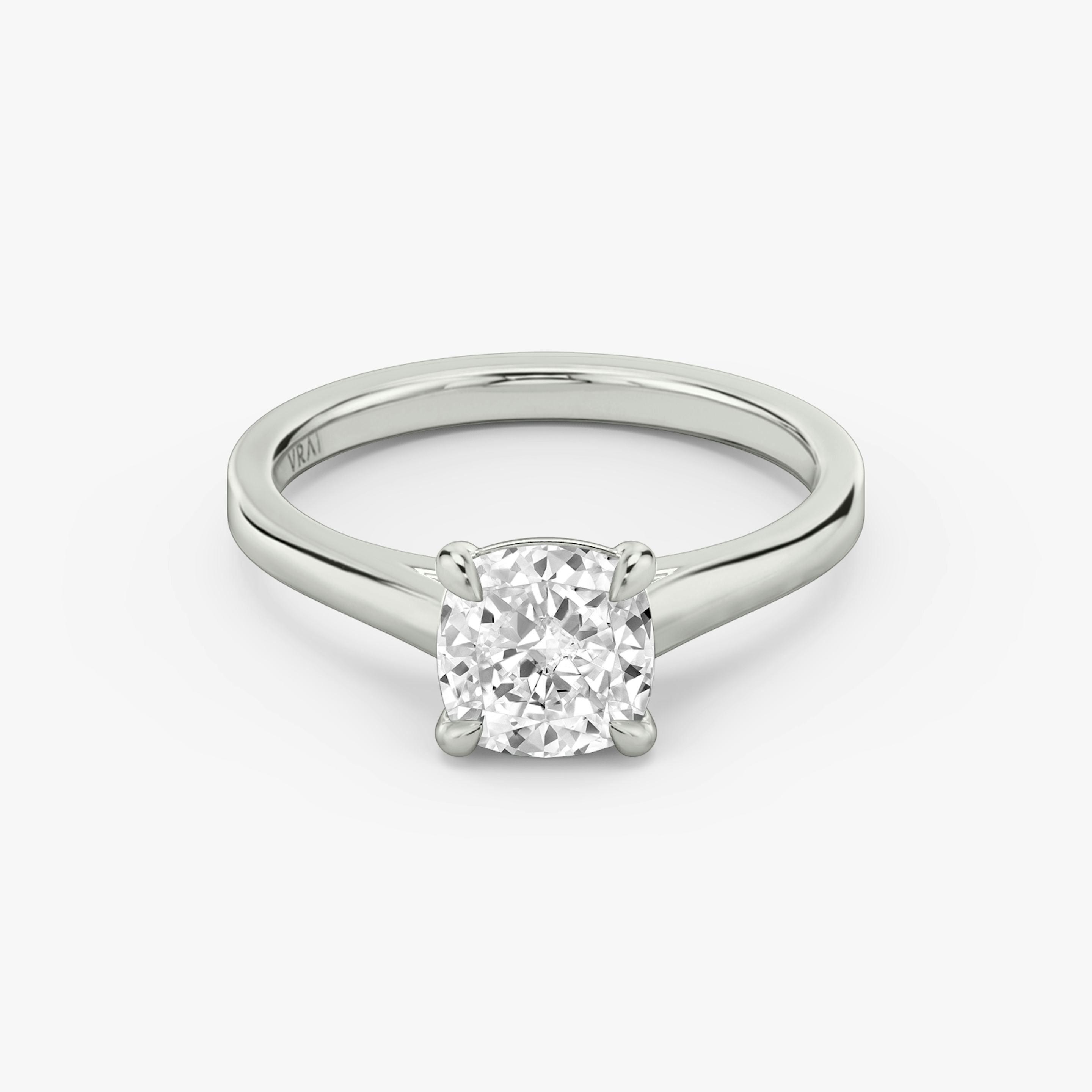 The Cathedral | Pavé Cushion | Platinum | Band: Plain | Diamond orientation: vertical | Carat weight: See full inventory