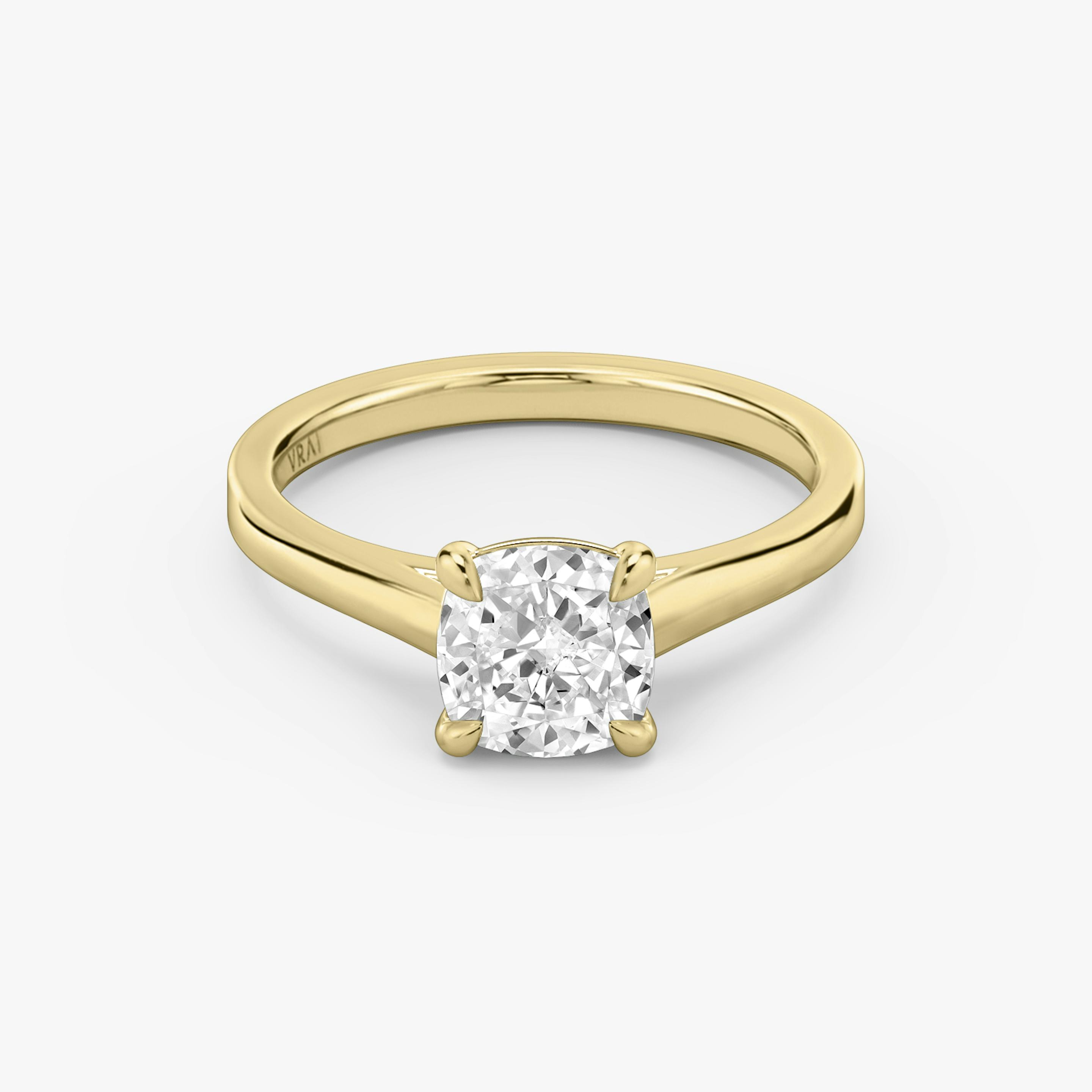The Cathedral | Pavé Cushion | 18k | 18k Yellow Gold | Band: Plain | Diamond orientation: vertical | Carat weight: See full inventory