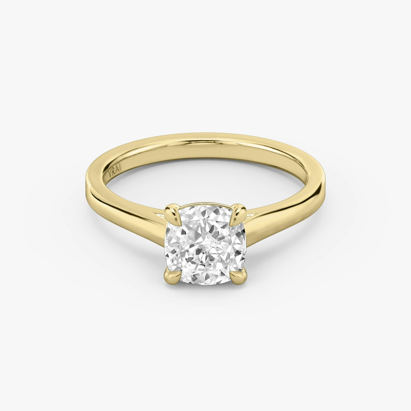 The Cathedral | cushion | 18k | yellow-gold | bandAccent: plain | diamondOrientation: vertical | caratWeight: other