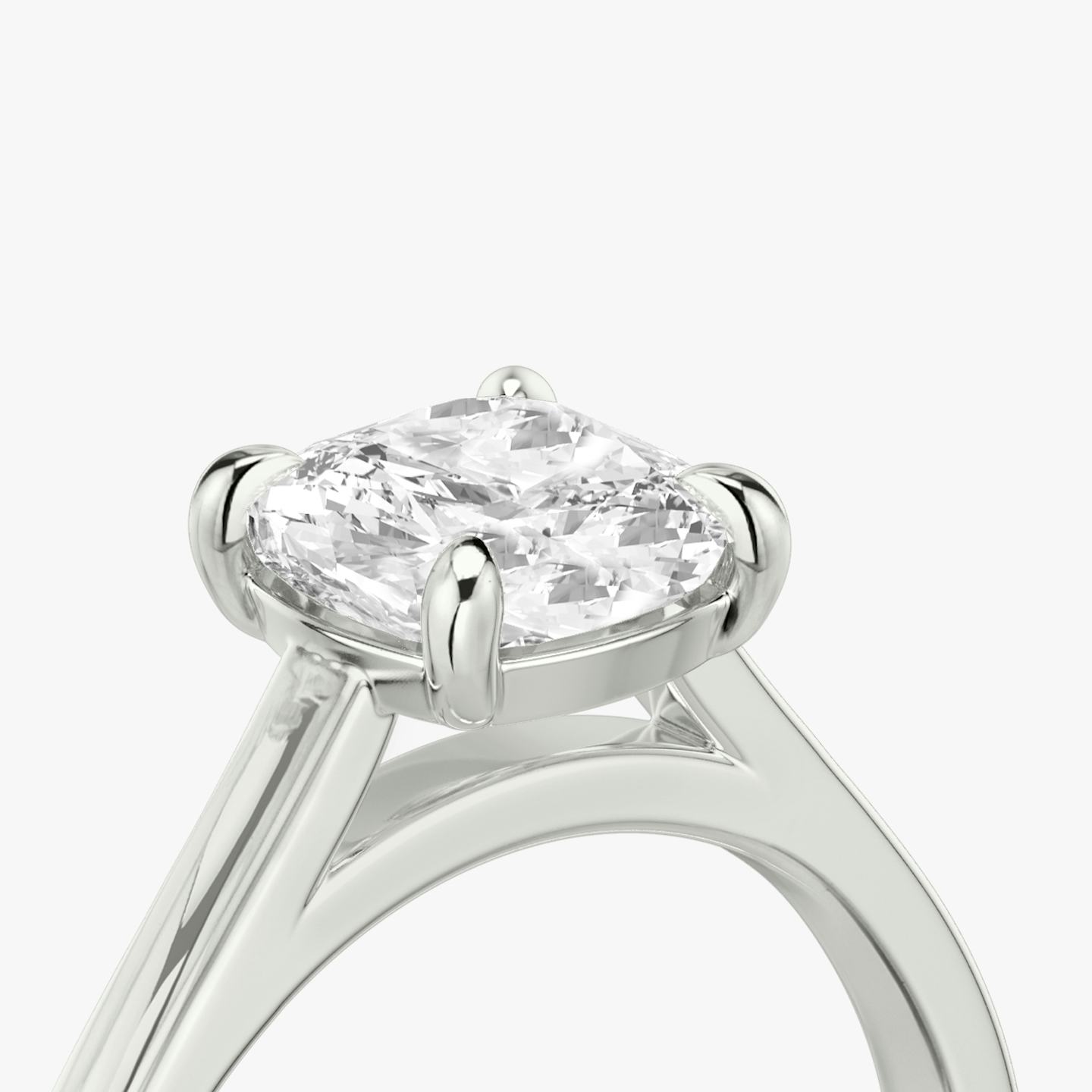 The Cathedral | Pavé Cushion | Platinum | Band: Plain | Diamond orientation: vertical | Carat weight: See full inventory