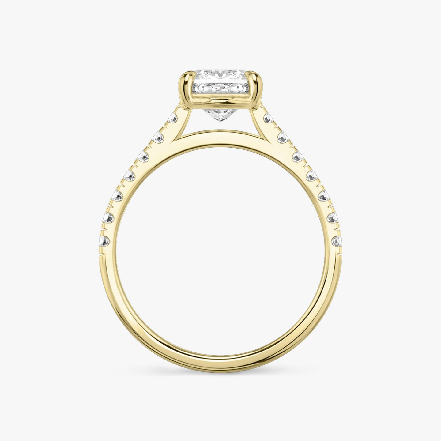 The Cathedral | Pavé Cushion | 18k | 18k Yellow Gold | Band: Pavé | Diamond orientation: vertical | Carat weight: See full inventory