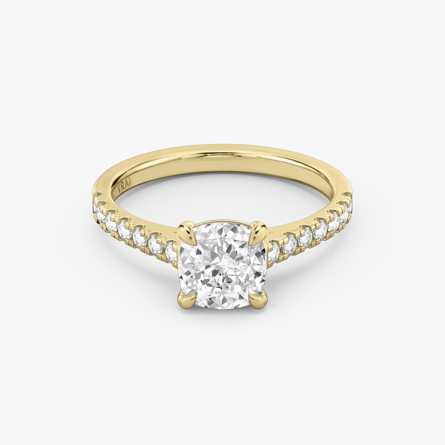 Cathedral Cushion Engagement Ring | 18k Yellow Gold