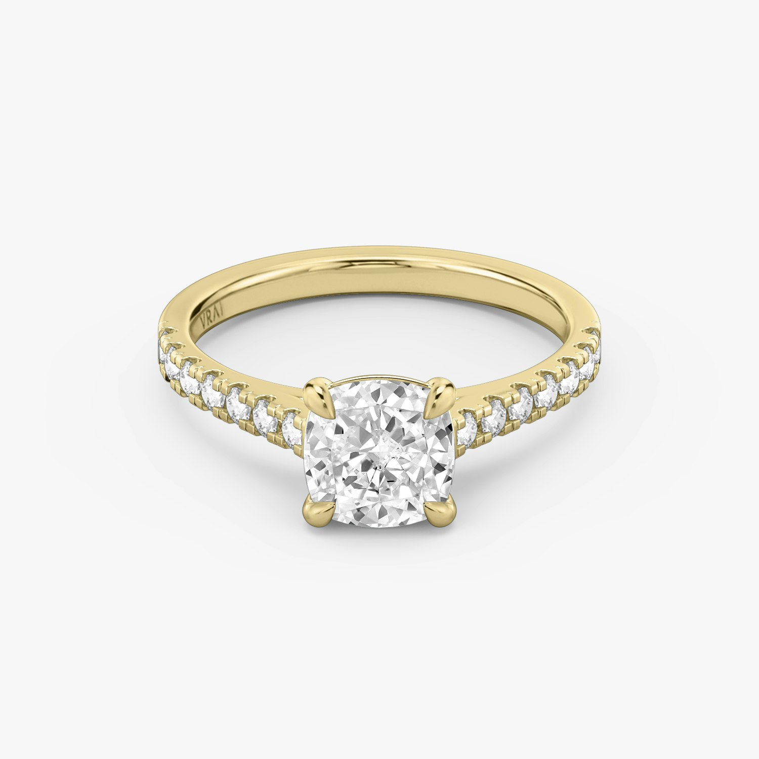Cathedral Cushion Engagement Ring | 18k Yellow Gold