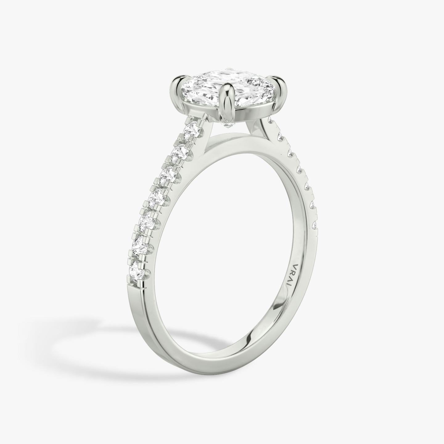 The Cathedral | Pavé Cushion | 18k | 18k White Gold | Band: Pavé | Diamond orientation: vertical | Carat weight: See full inventory