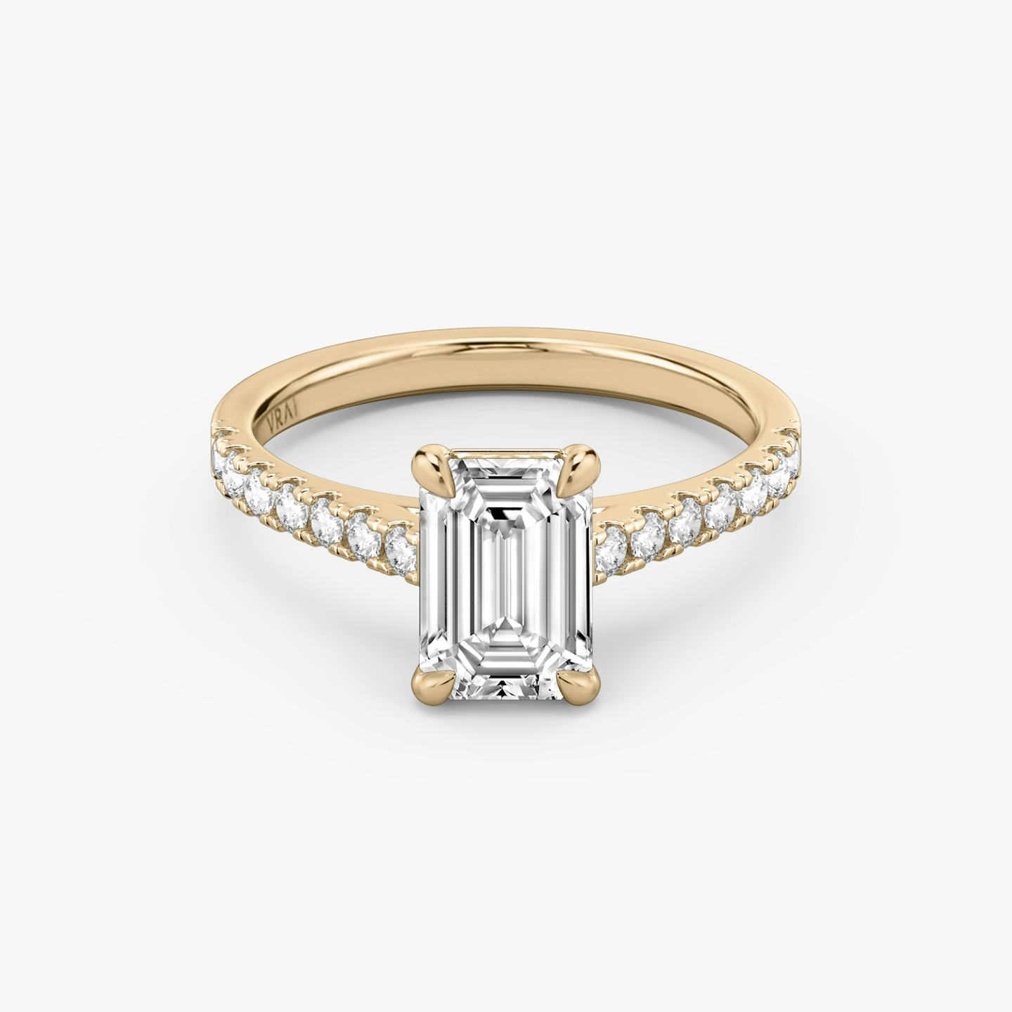 The Cathedral | Emerald | 14k | 14k Rose Gold | Band: Pavé | Diamond orientation: vertical | Carat weight: See full inventory