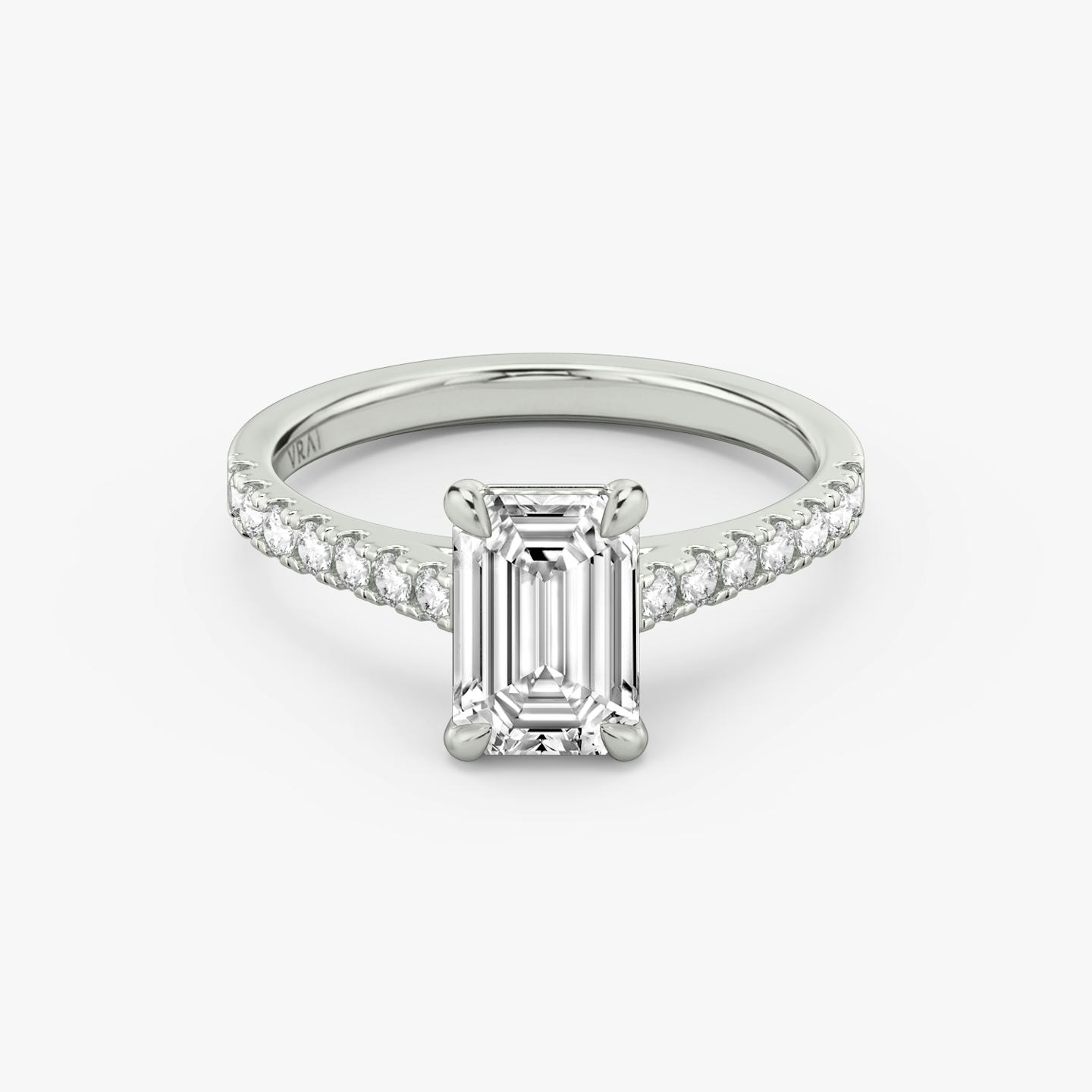 The Cathedral | Emerald | 18k | 18k White Gold | Band: Pavé | Diamond orientation: vertical | Carat weight: See full inventory