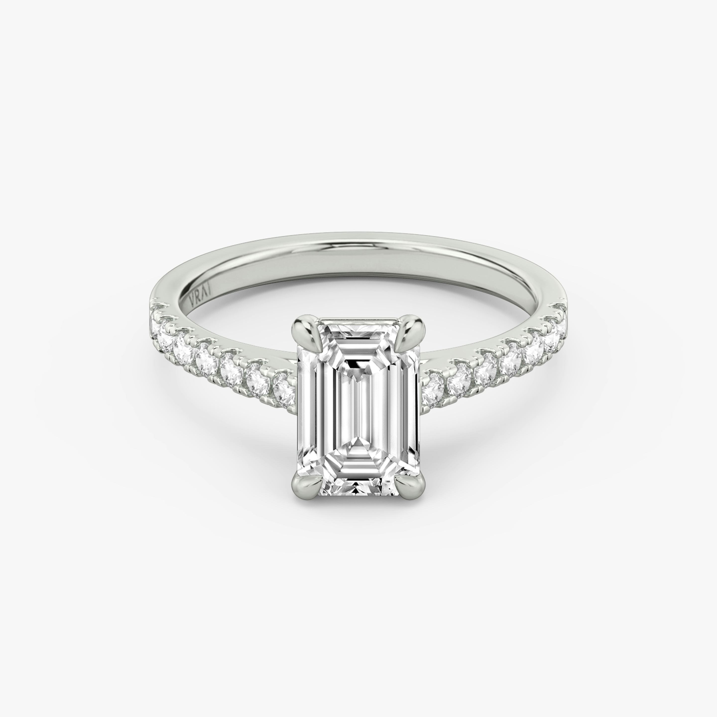 The Cathedral | Emerald | Platinum | Band: Pavé | Diamond orientation: vertical | Carat weight: See full inventory