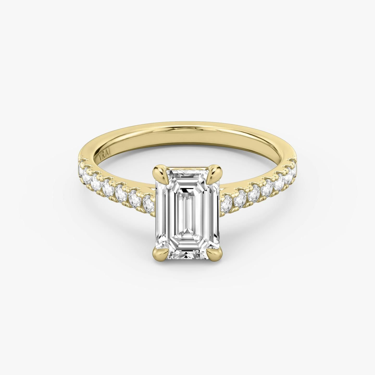 The Cathedral | Emerald | 18k | 18k Yellow Gold | Band: Pavé | Diamond orientation: vertical | Carat weight: See full inventory