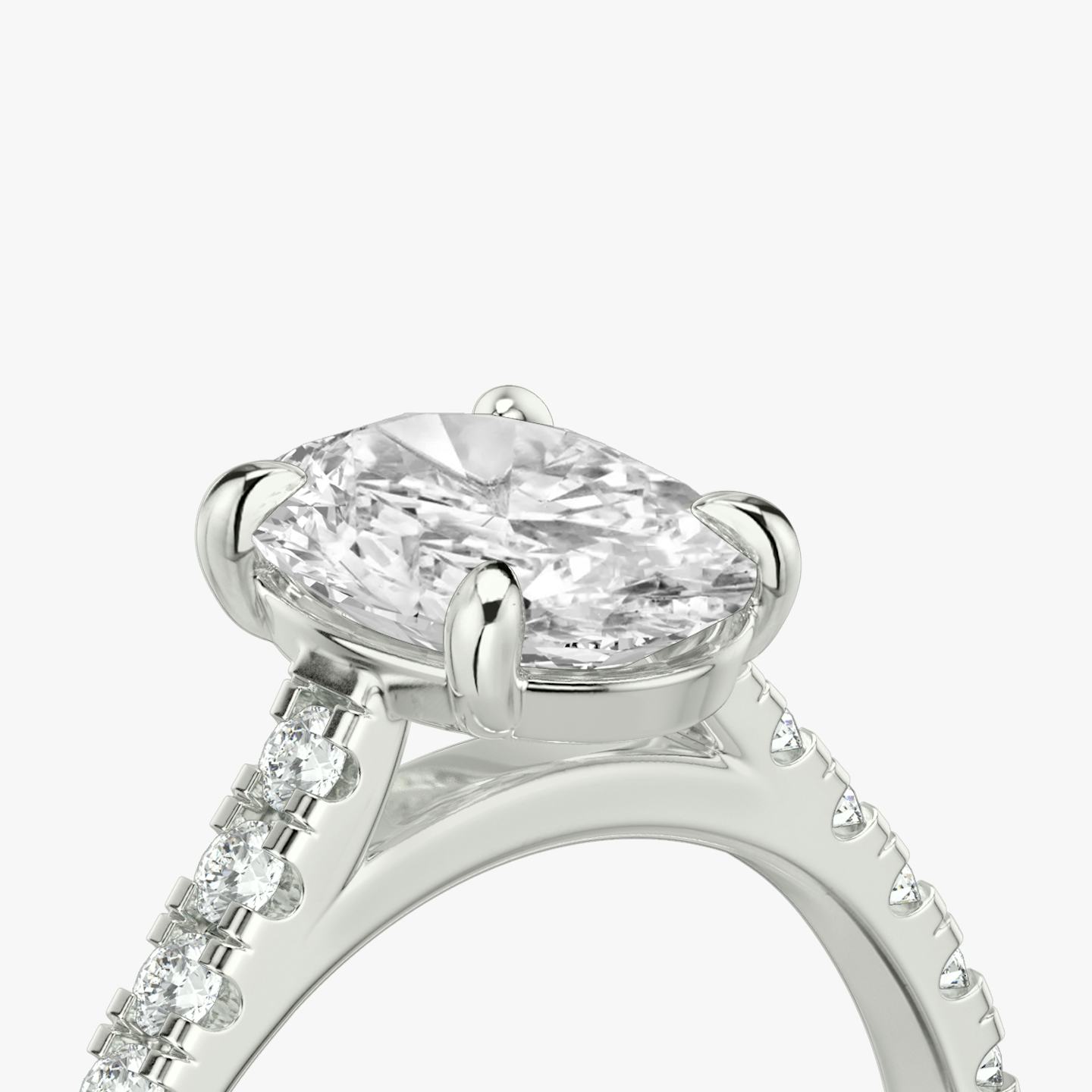 The Cathedral | Oval | 18k | 18k White Gold | Band: Pavé | Diamond orientation: vertical | Carat weight: See full inventory