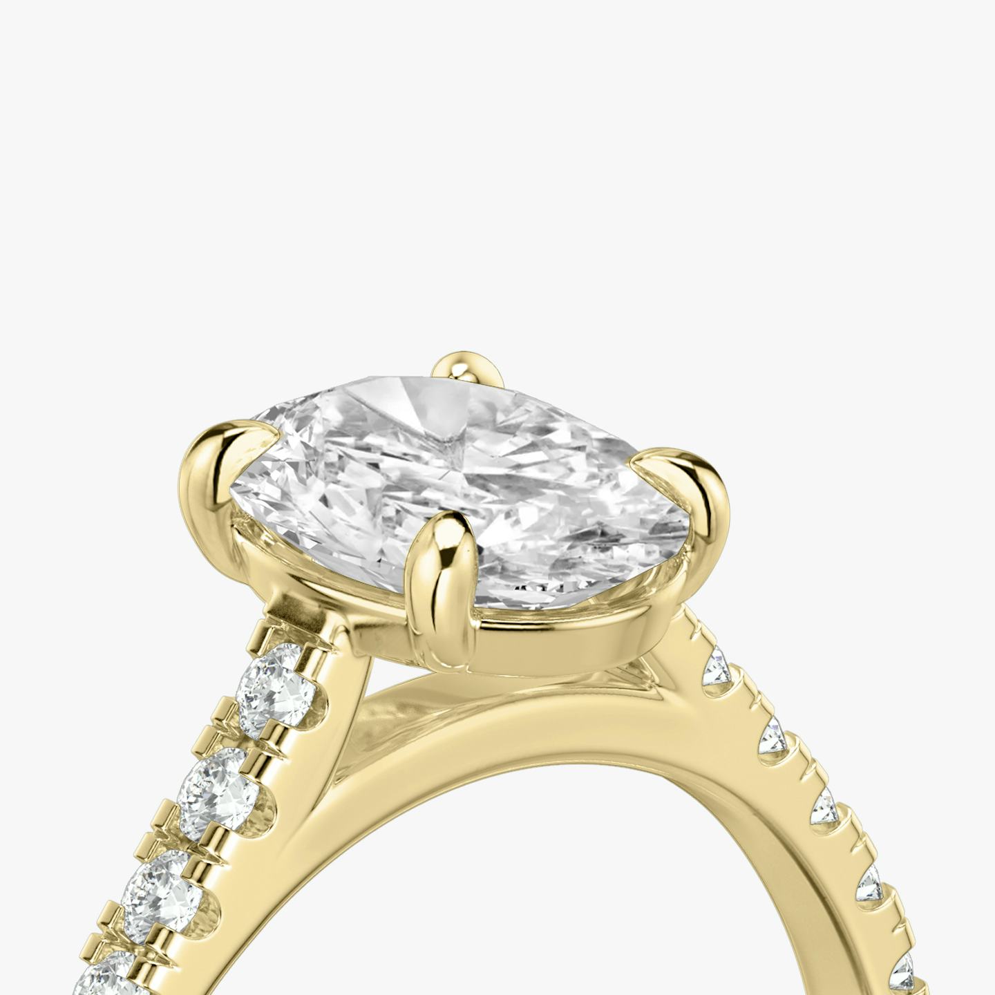 The Cathedral | Oval | 18k | 18k Yellow Gold | Band: Pavé | Diamond orientation: vertical | Carat weight: See full inventory