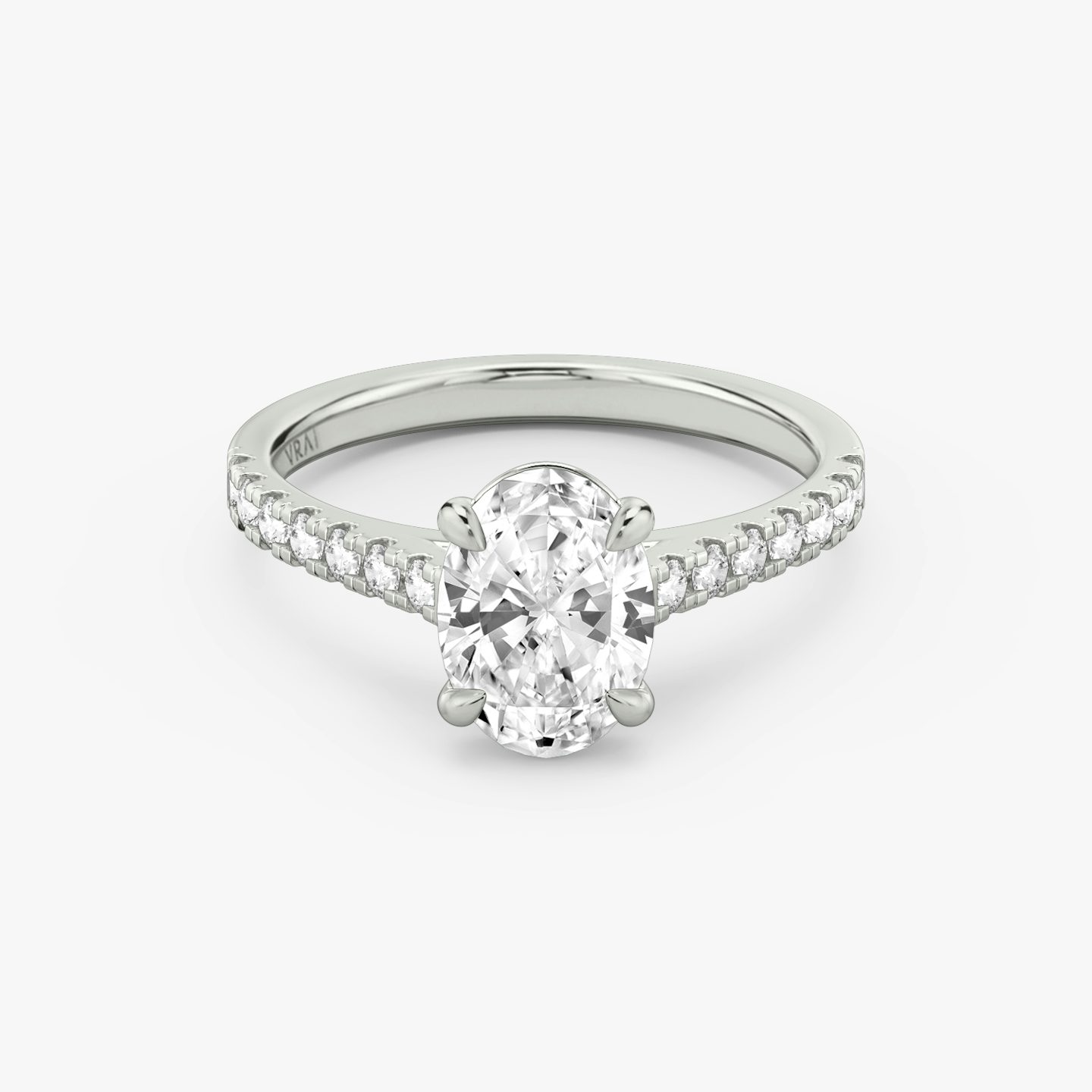 The Cathedral | oval | 18k | white-gold | bandAccent: pave | diamondOrientation: vertical | caratWeight: other