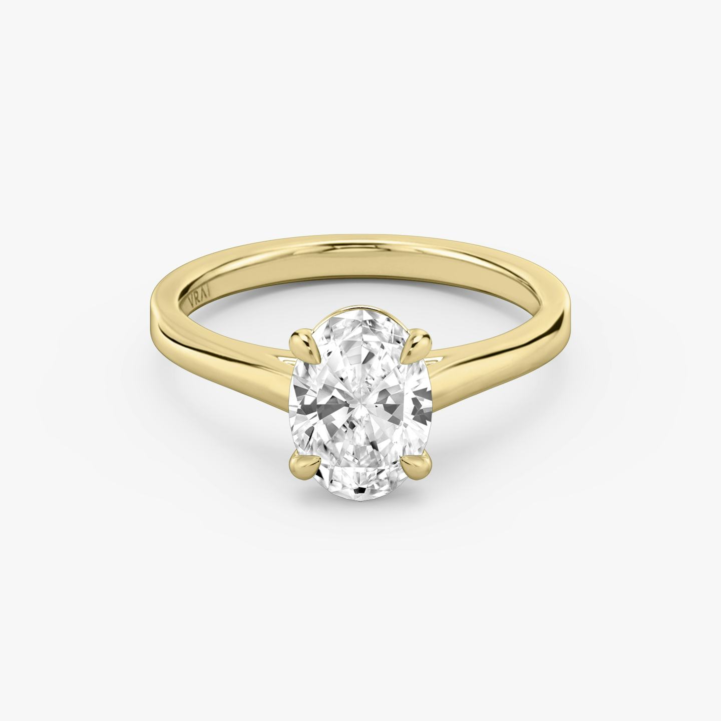 The Cathedral | Oval | 18k | 18k Yellow Gold | Band: Plain | Diamond orientation: vertical | Carat weight: See full inventory