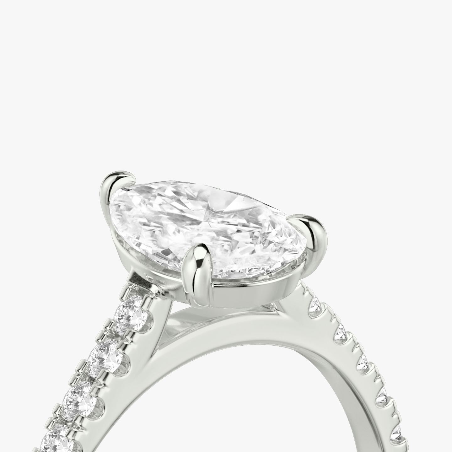 The Cathedral | Pear | Platinum | Band: Pavé | Diamond orientation: vertical | Carat weight: See full inventory