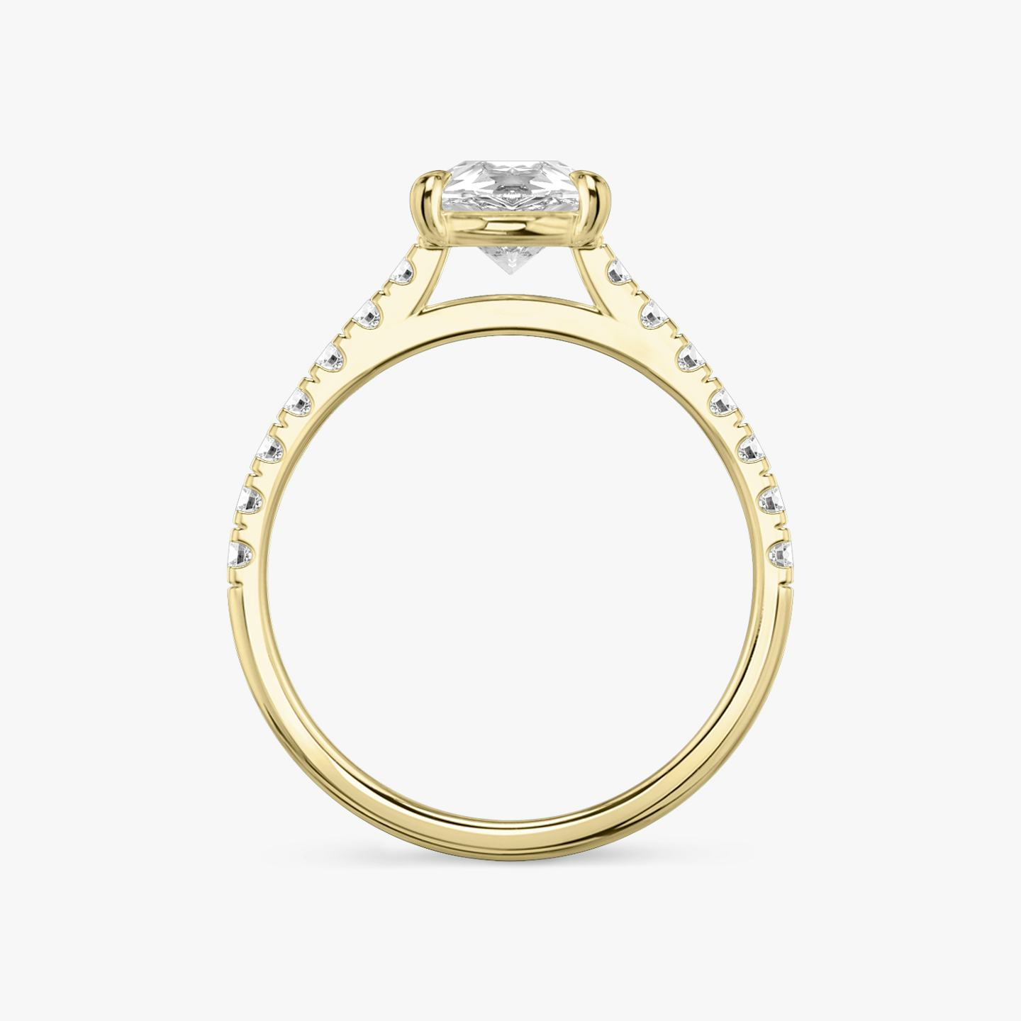 The Cathedral | Pear | 18k | 18k Yellow Gold | Band: Pavé | Diamond orientation: vertical | Carat weight: See full inventory