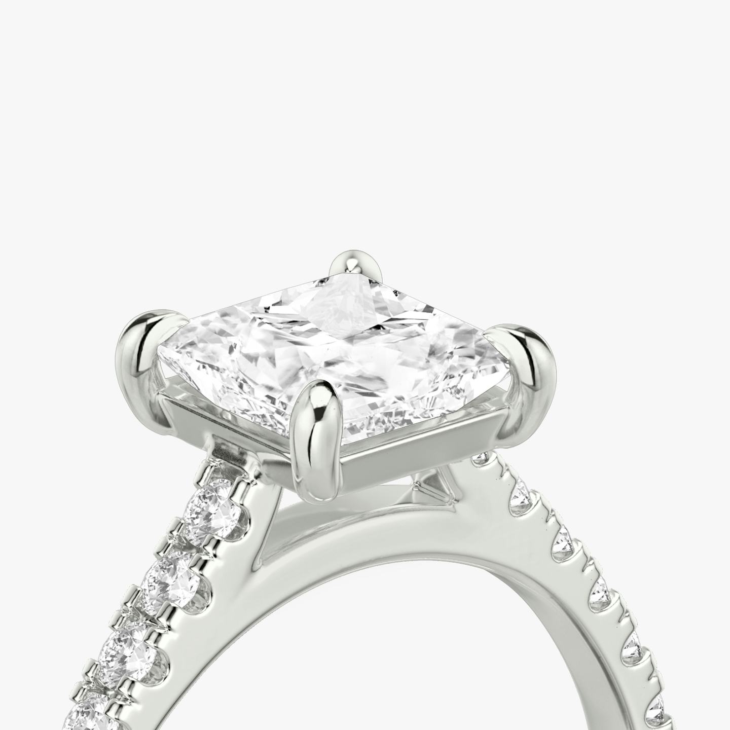 The Cathedral | Princess | Platinum | Band: Pavé | Diamond orientation: vertical | Carat weight: See full inventory