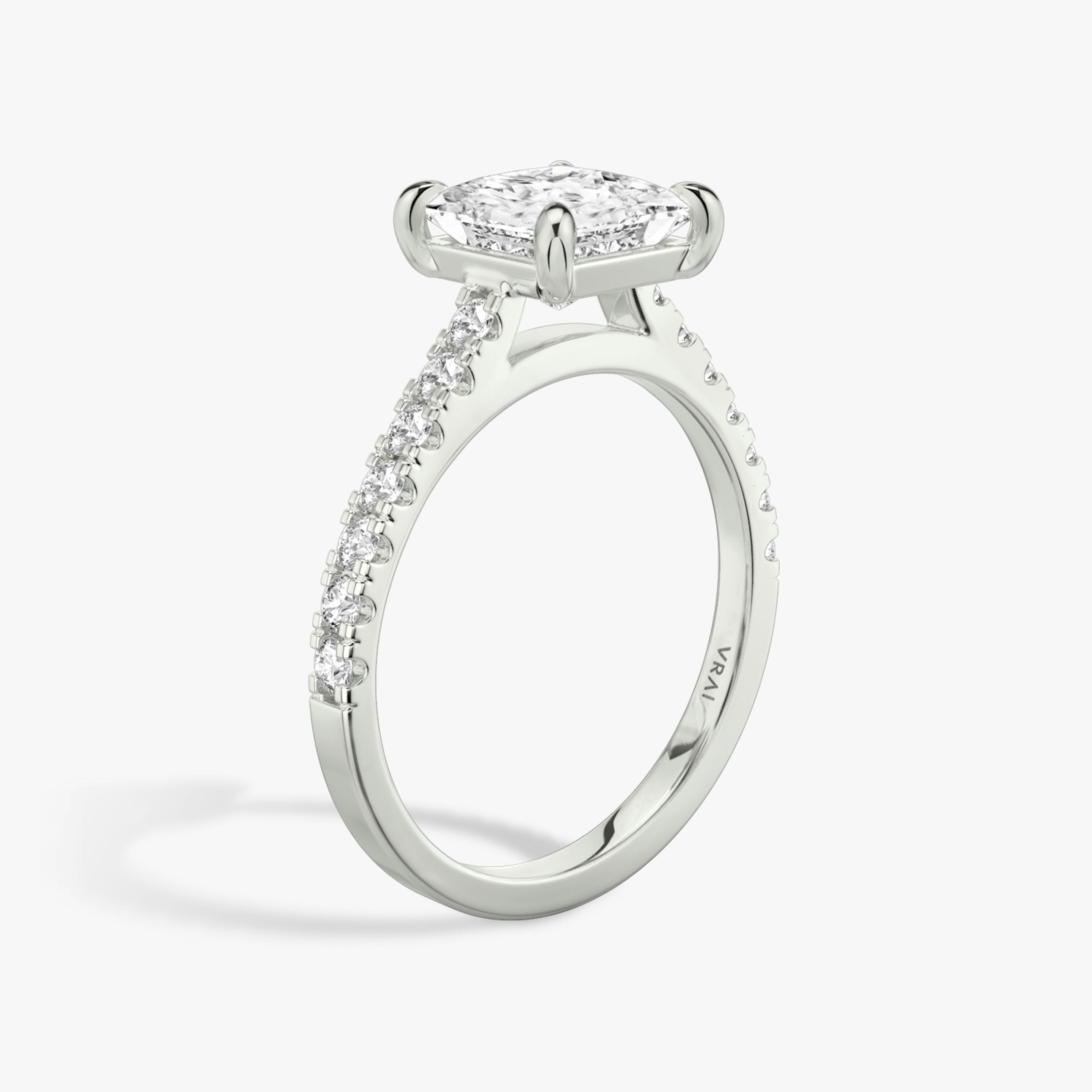 white gold princess cathedral engagement ring