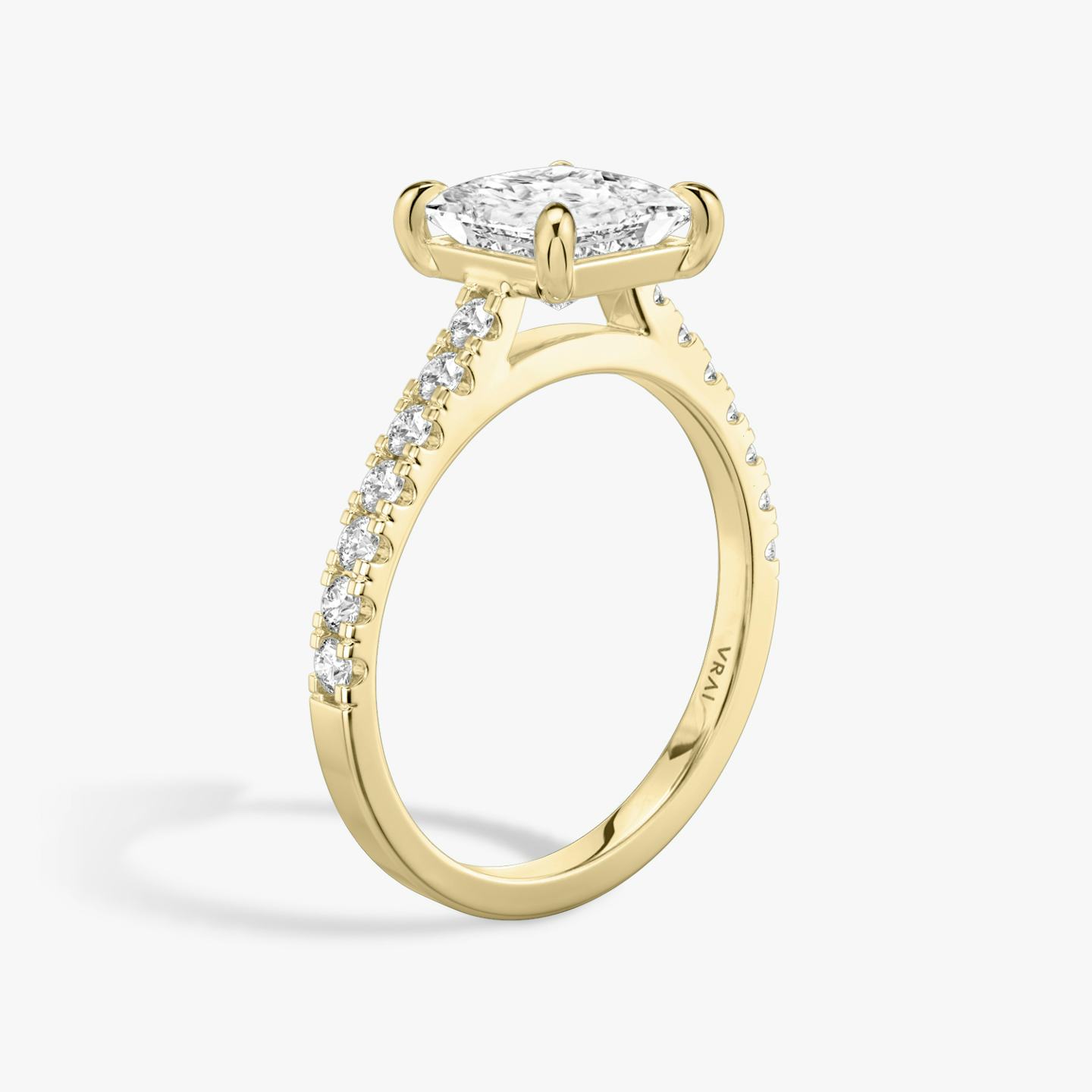 The Cathedral | Princess | 18k | 18k Yellow Gold | Band: Pavé | Diamond orientation: vertical | Carat weight: See full inventory