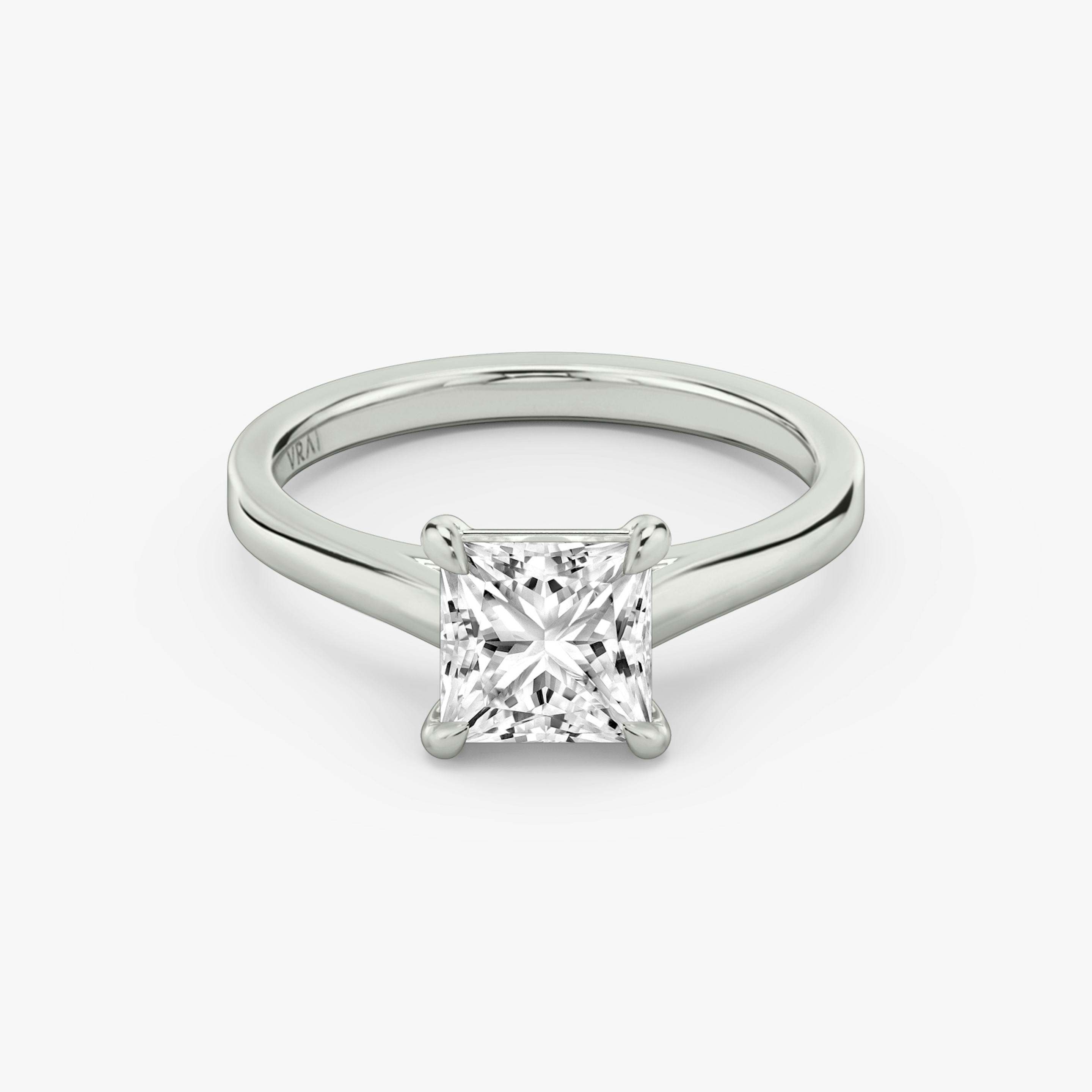 The Cathedral | Princess | Platinum | Band: Plain | Diamond orientation: vertical | Carat weight: See full inventory