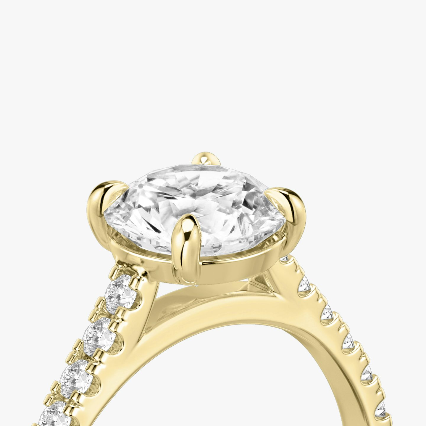 The Cathedral | Round Brilliant | 18k | 18k Yellow Gold | Band: Pavé | Carat weight: 1½ | Diamond orientation: vertical