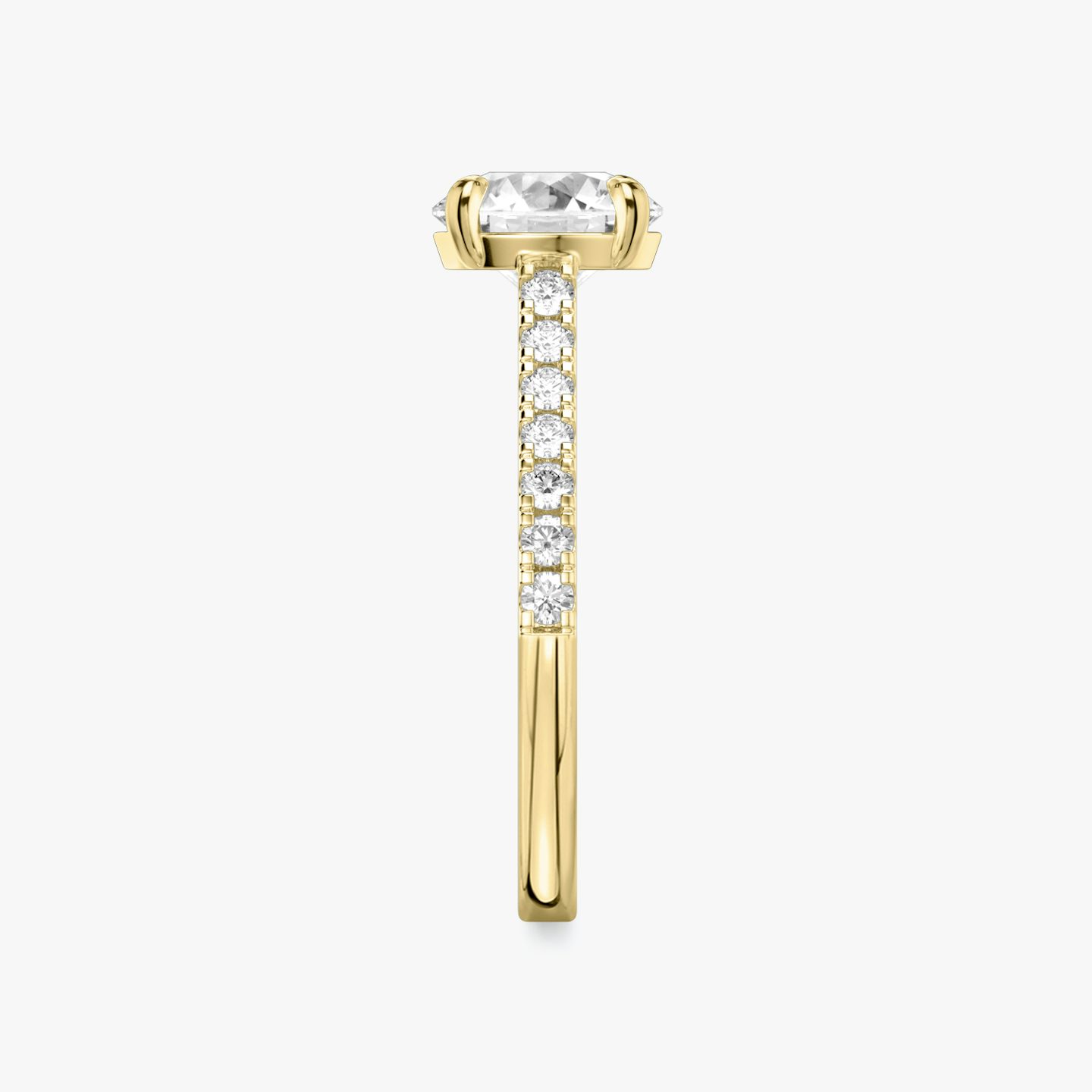 The Cathedral | Round Brilliant | 18k | 18k Yellow Gold | Band: Pavé | Carat weight: 1½ | Diamond orientation: vertical