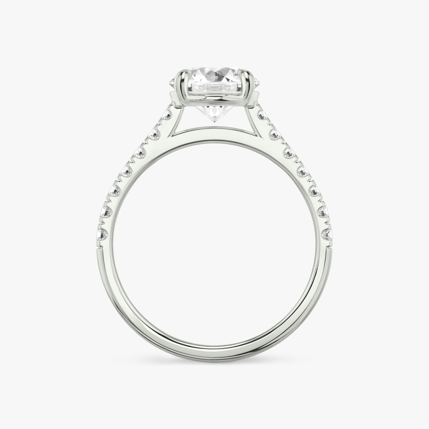 The Cathedral | Round Brilliant | 18k | 18k White Gold | Band: Pavé | Carat weight: 2 | Diamond orientation: vertical