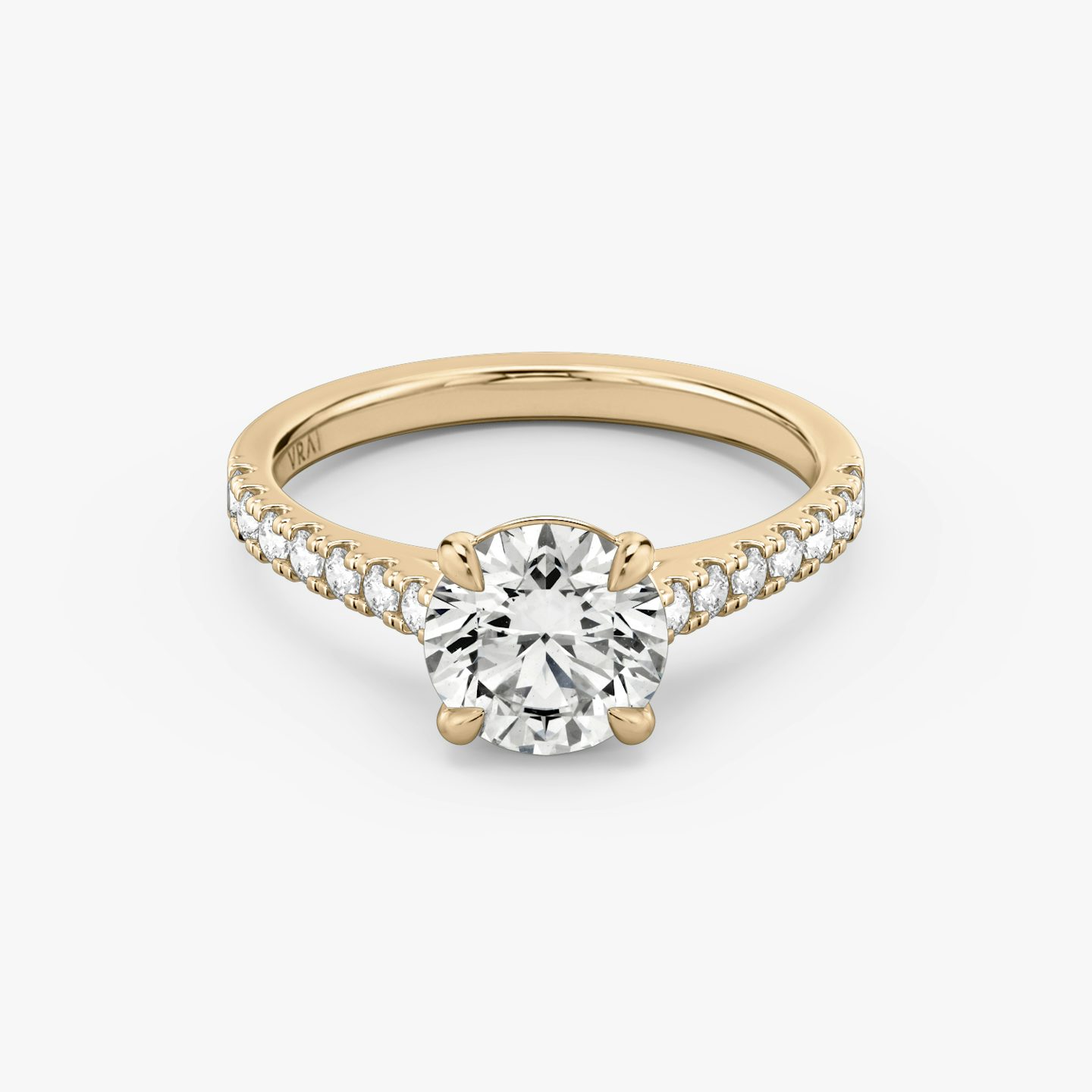 The Cathedral | Round Brilliant | 14k | 14k Rose Gold | Band: Pavé | Carat weight: 1½ | Diamond orientation: vertical