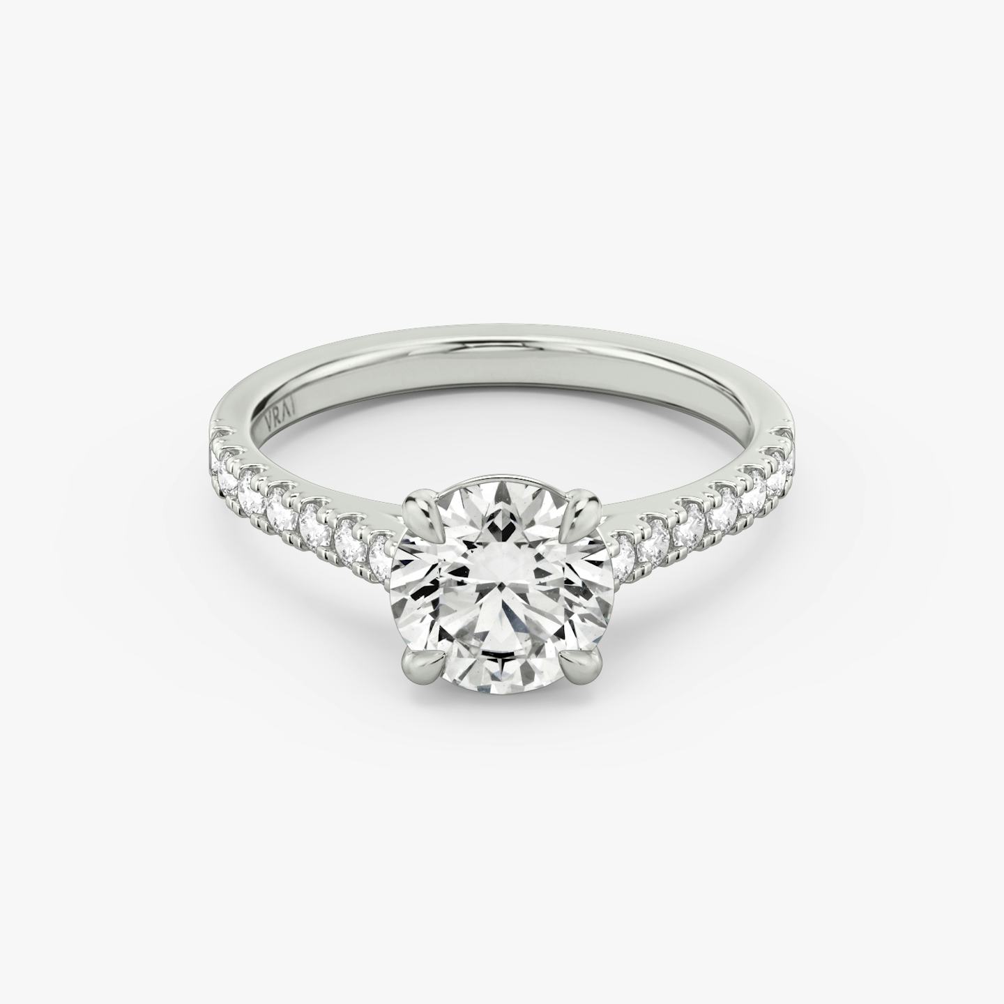 The Cathedral | Round Brilliant | 18k | 18k White Gold | Band: Pavé | Carat weight: 1 | Diamond orientation: vertical