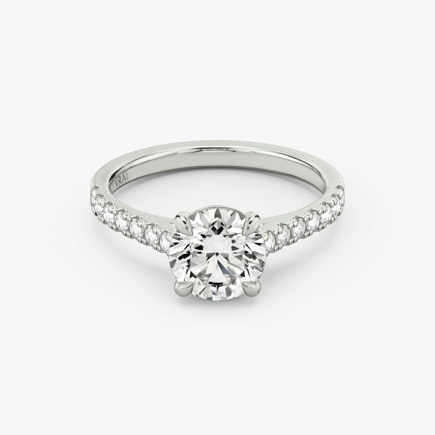 The Cathedral | Round Brilliant | 18k | 18k White Gold | Band: Pavé | Carat weight: 1½ | Diamond orientation: vertical