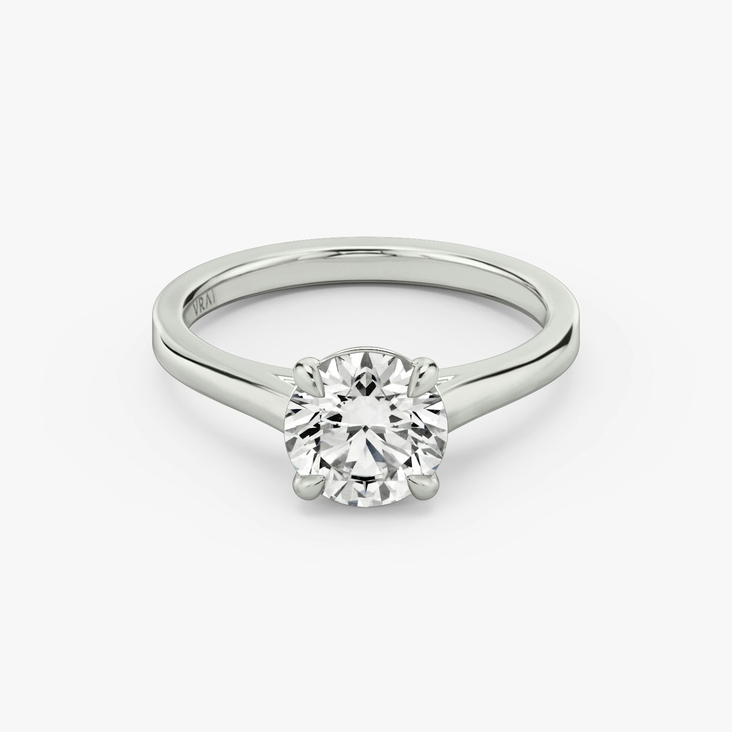 The Cathedral | Round Brilliant | 18k | 18k White Gold | Band: Plain | Carat weight: 1 | Diamond orientation: vertical