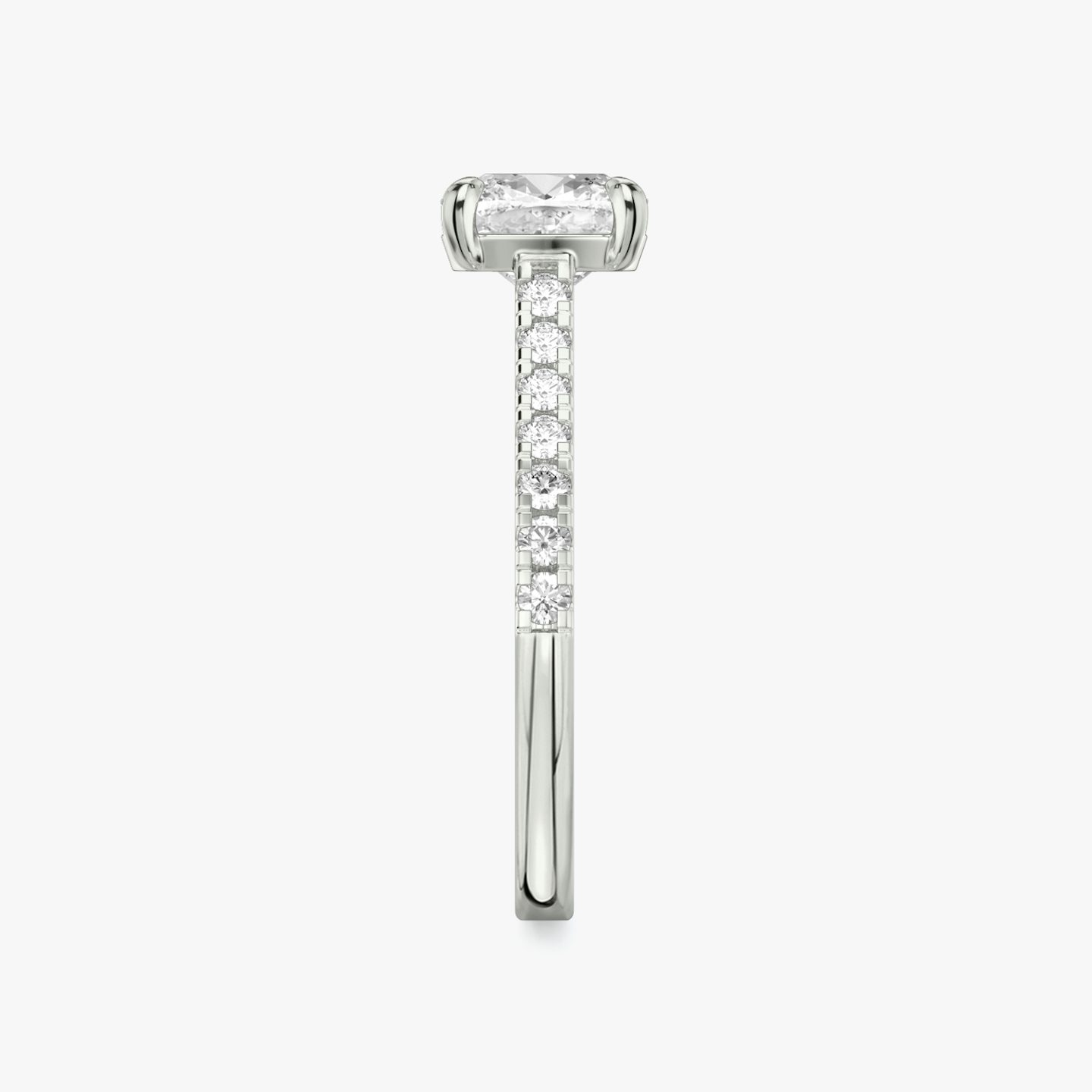 The Cathedral | Pavé Cushion | 18k | 18k White Gold | Band: Pavé | Diamond orientation: vertical | Carat weight: See full inventory