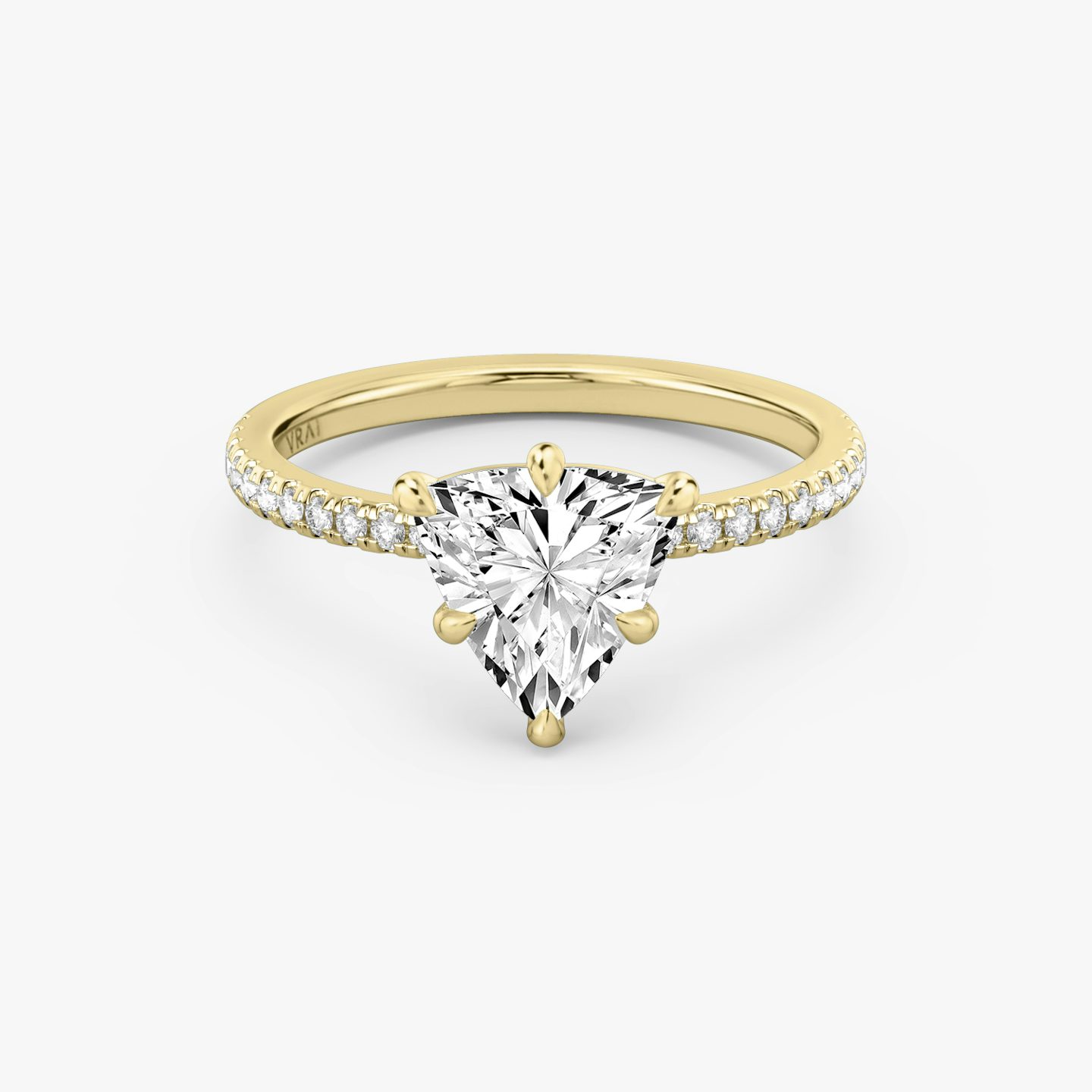 The Signature 6 Prong | Trillion | 18k | 18k Yellow Gold | Band: Pavé | Diamond orientation: vertical | Carat weight: See full inventory