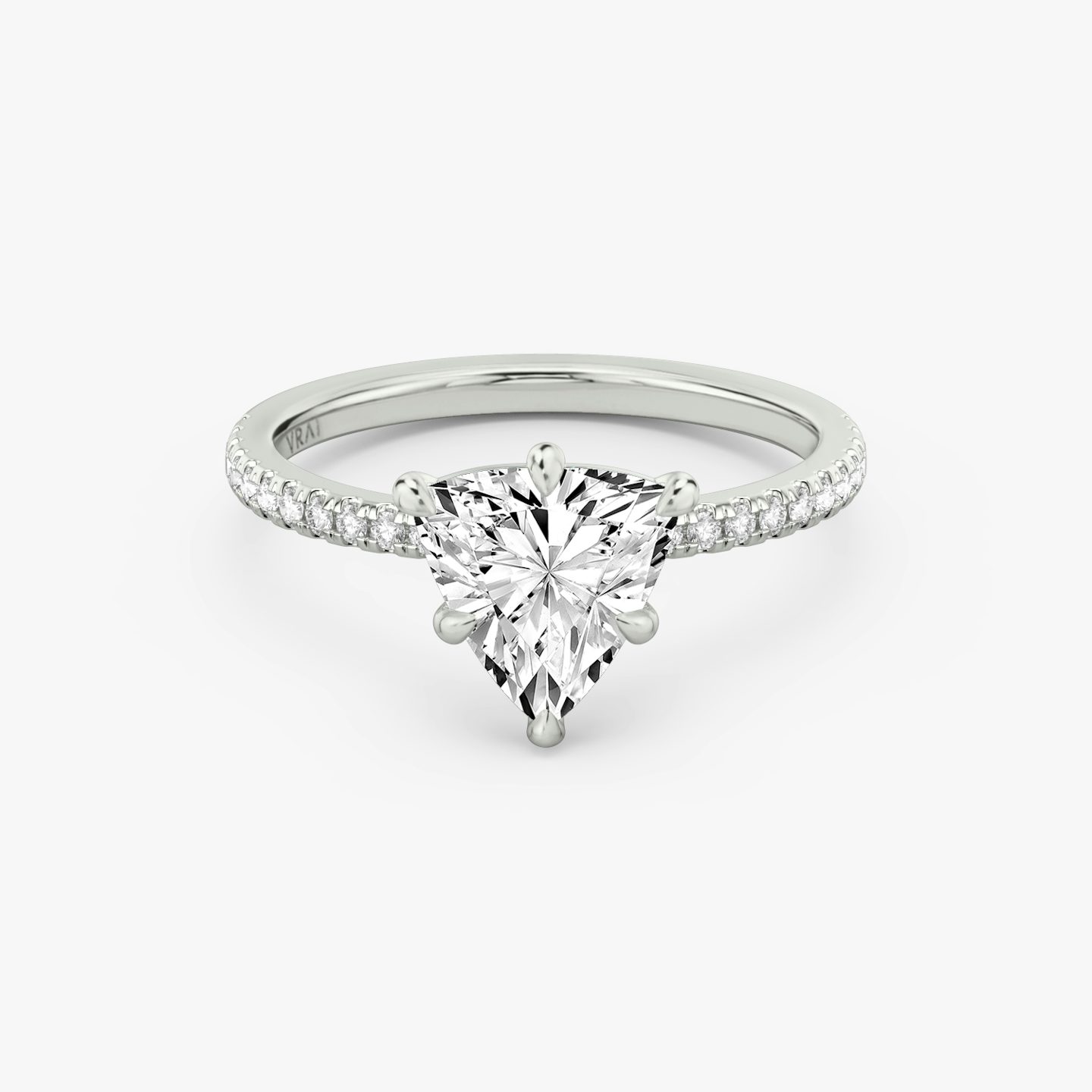 undefined | Trillion | Platinum | Band: Pavé | Diamond orientation: vertical | Carat weight: See full inventory