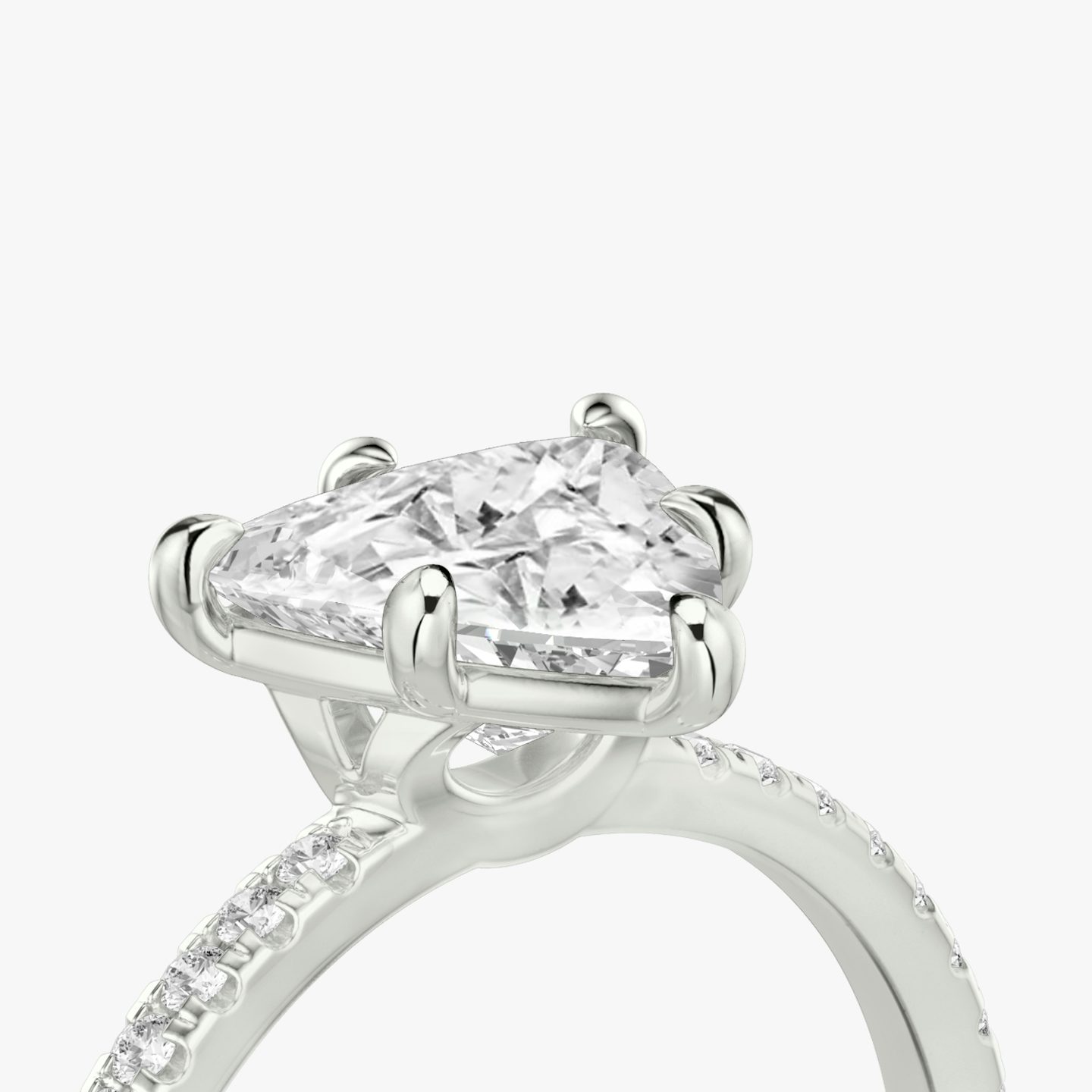 The Signature 6 Prong | Trillion | 18k | 18k White Gold | Band: Pavé | Diamond orientation: vertical | Carat weight: See full inventory