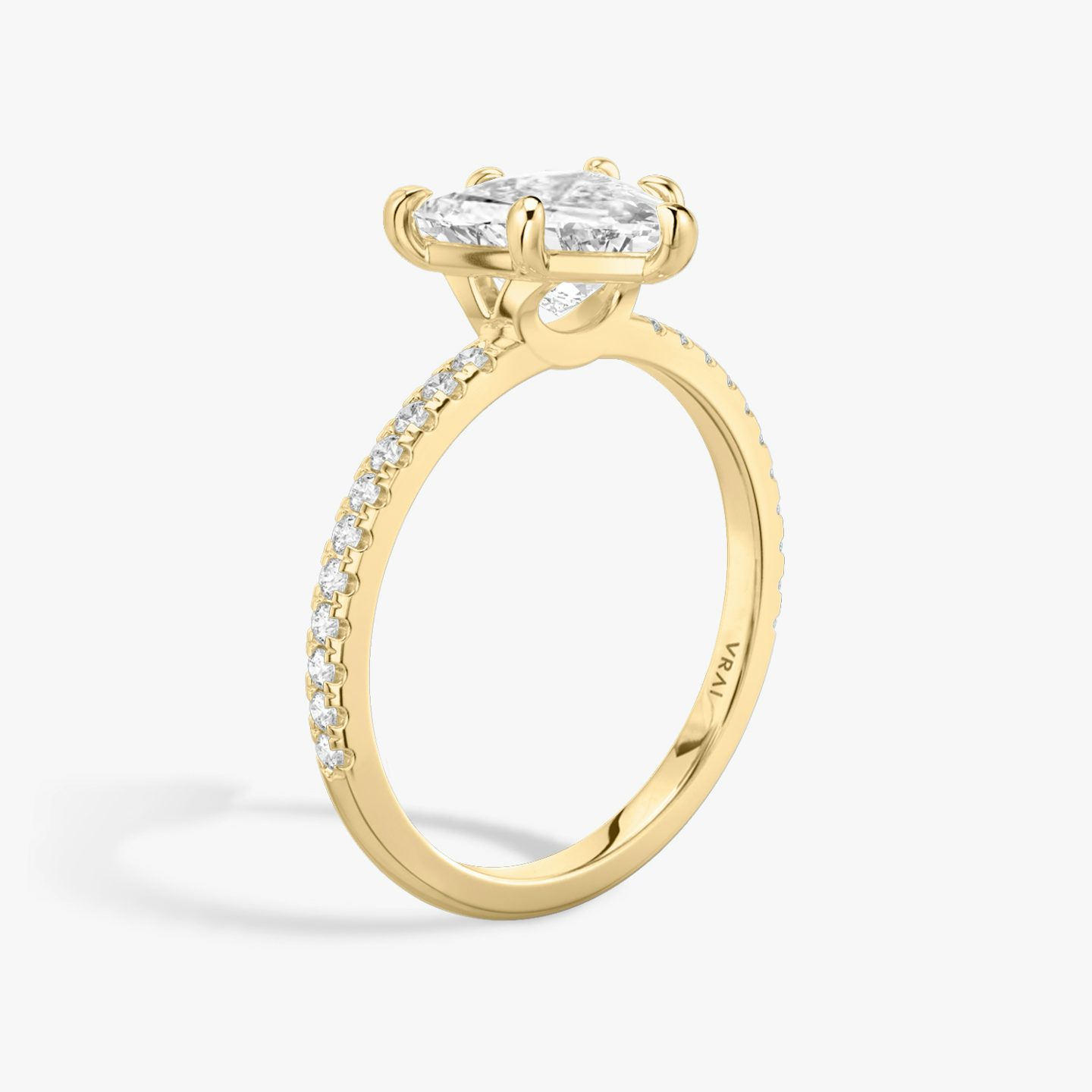 The Signature 6 Prong | Trillion | 18k | 18k Yellow Gold | Band: Pavé | Diamond orientation: vertical | Carat weight: See full inventory