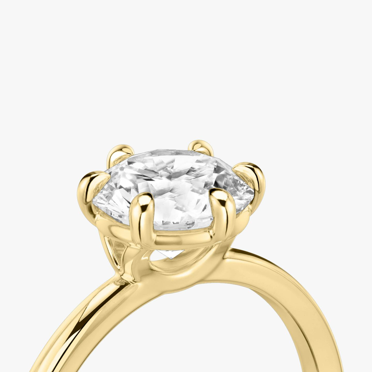 The Signature 6 Prong | Round Brilliant | 18k | 18k Yellow Gold | Band: Plain | Carat weight: See full inventory | Diamond orientation: vertical