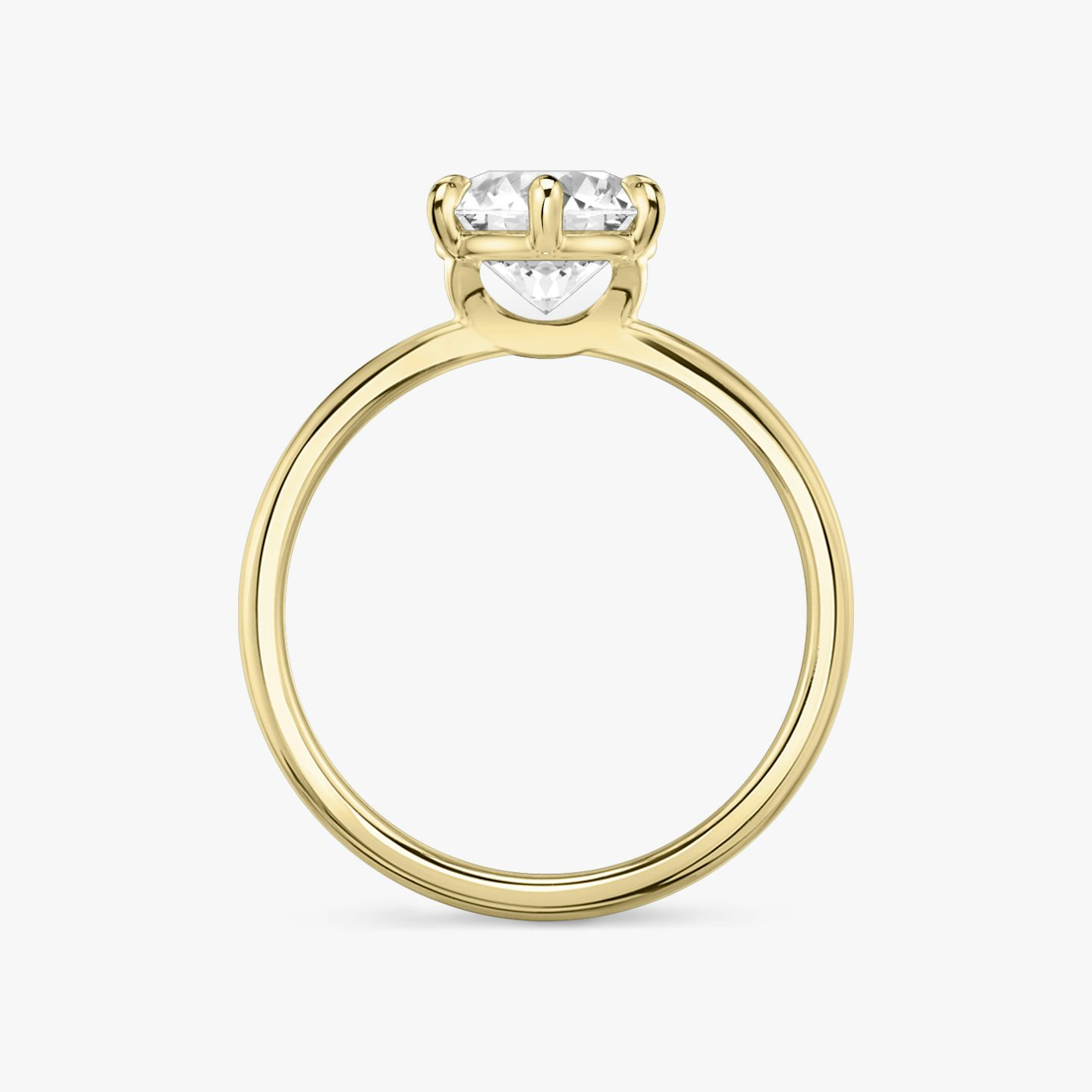The Signature 6 Prong | Round Brilliant | 18k | 18k Yellow Gold | Band: Plain | Carat weight: See full inventory | Diamond orientation: vertical