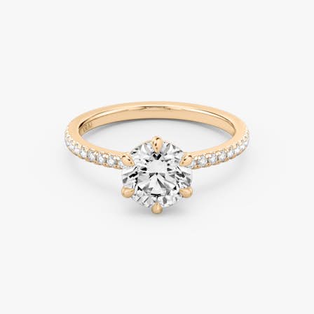 6-Prong Rose Gold Solitaire engagement ring with Round Brilliant cut diamond